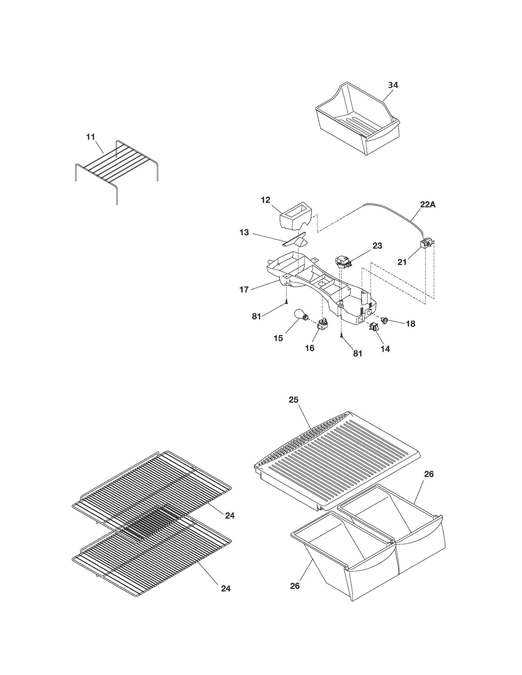 Kenmore 25371512401 shelves diagram