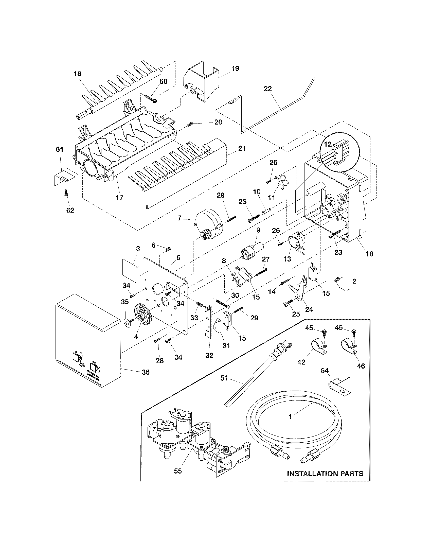 White-Westinghouse WRS6R3EW0 ice maker diagram