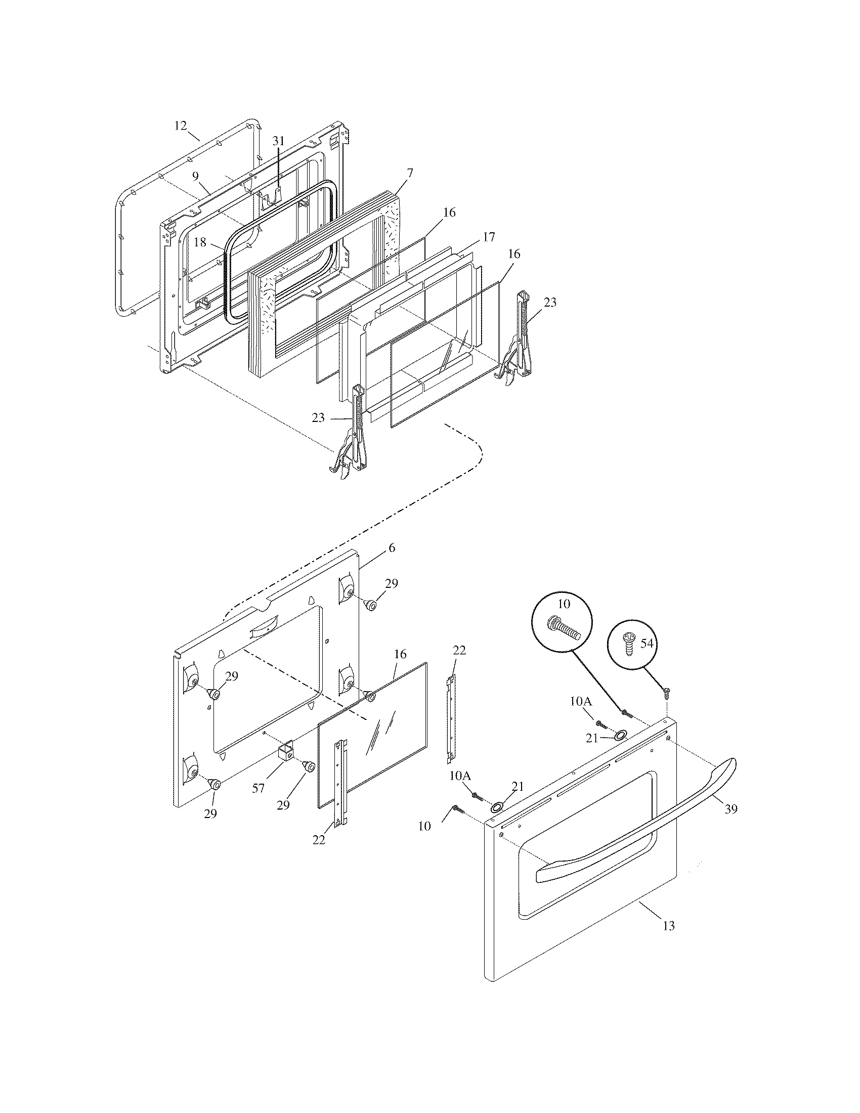 Frigidaire CFES367DC3 door diagram