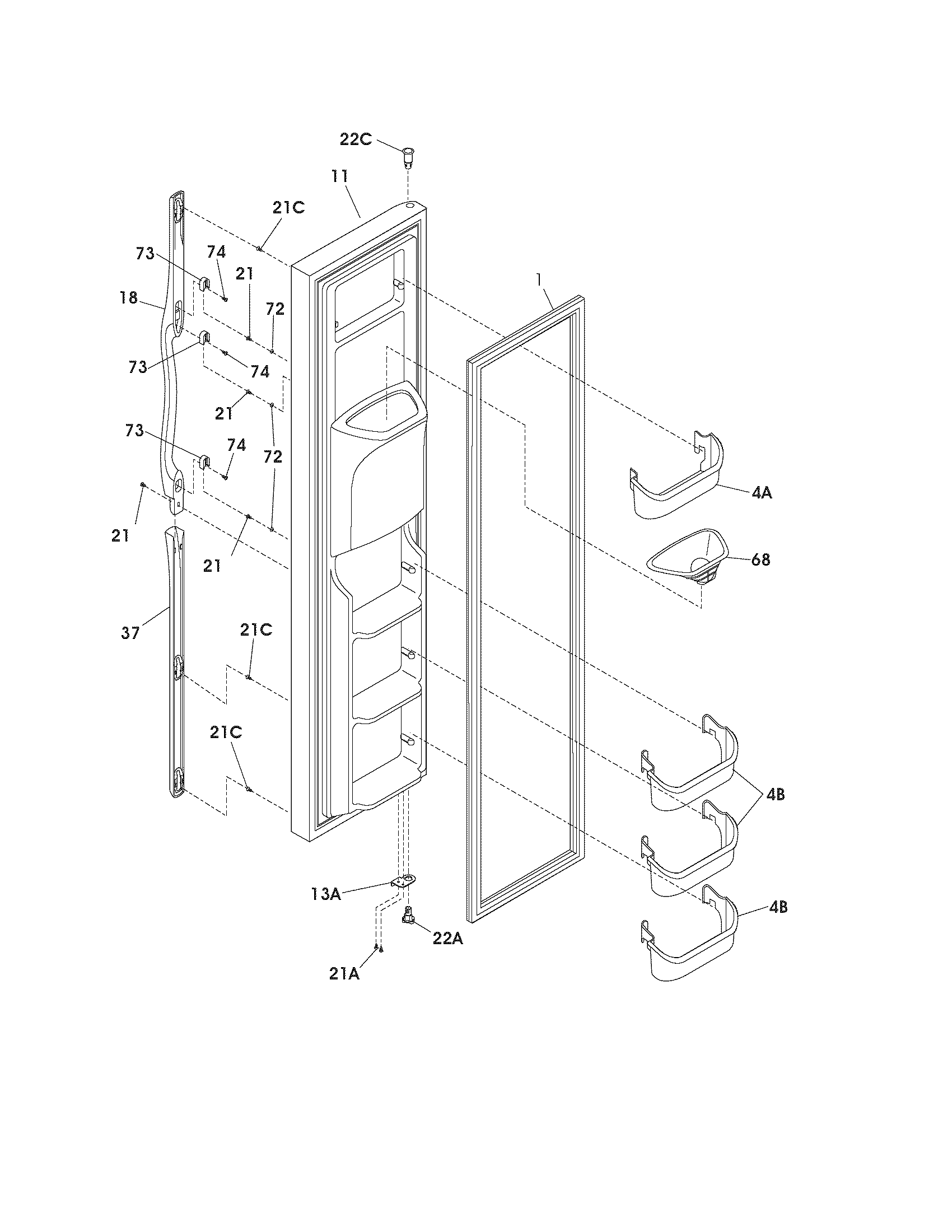 Frigidaire FRS26KF5DS3 freezer door diagram