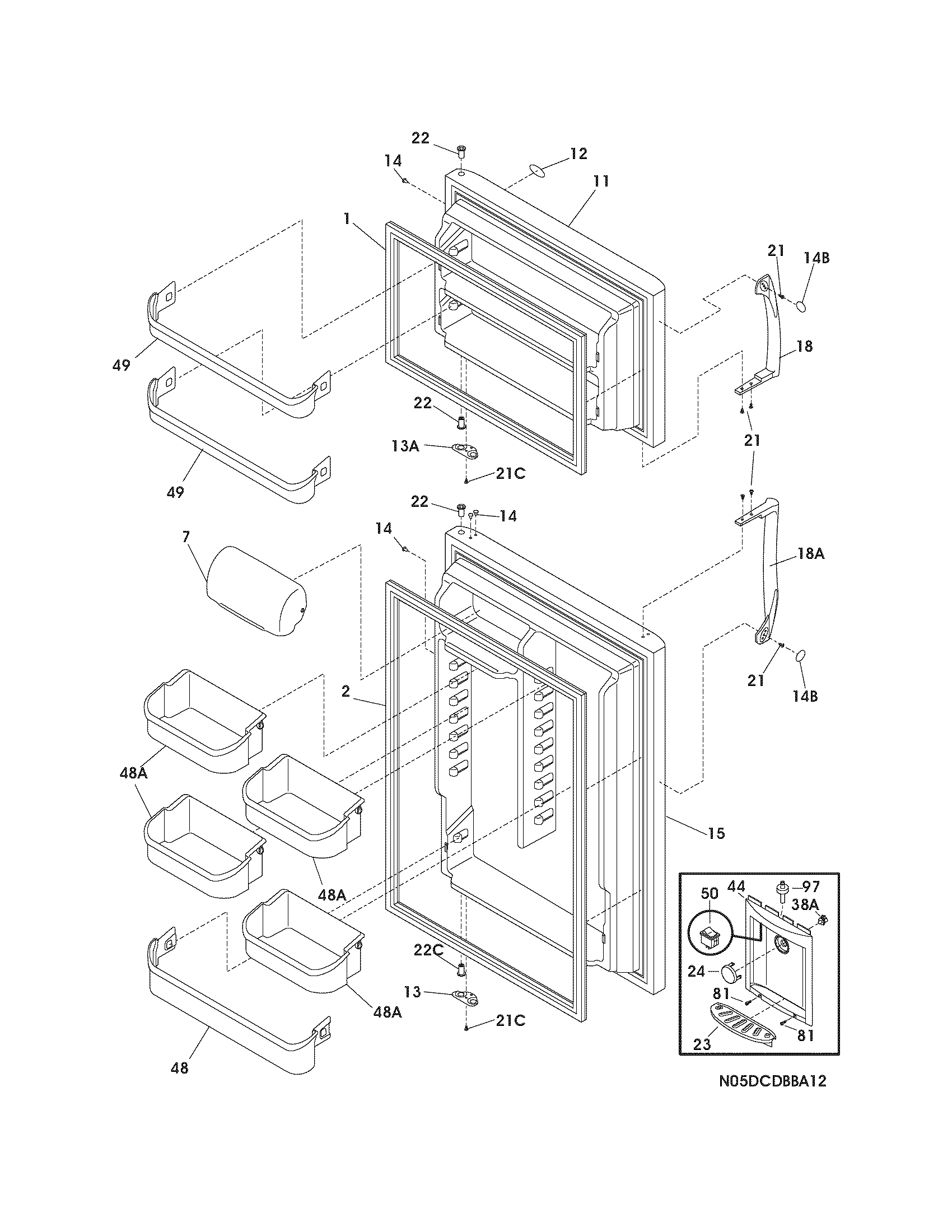 Frigidaire GLRT218WDK3 door diagram