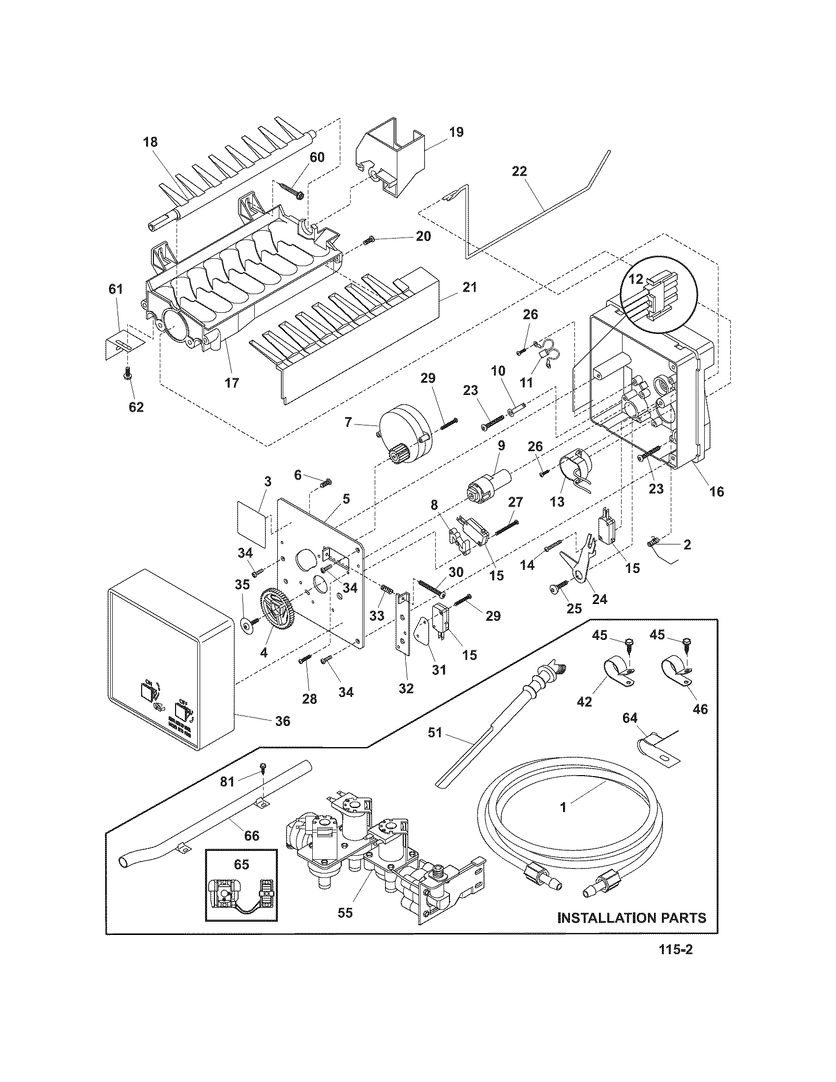Frigidaire GLRT218WDK3 ice maker diagram