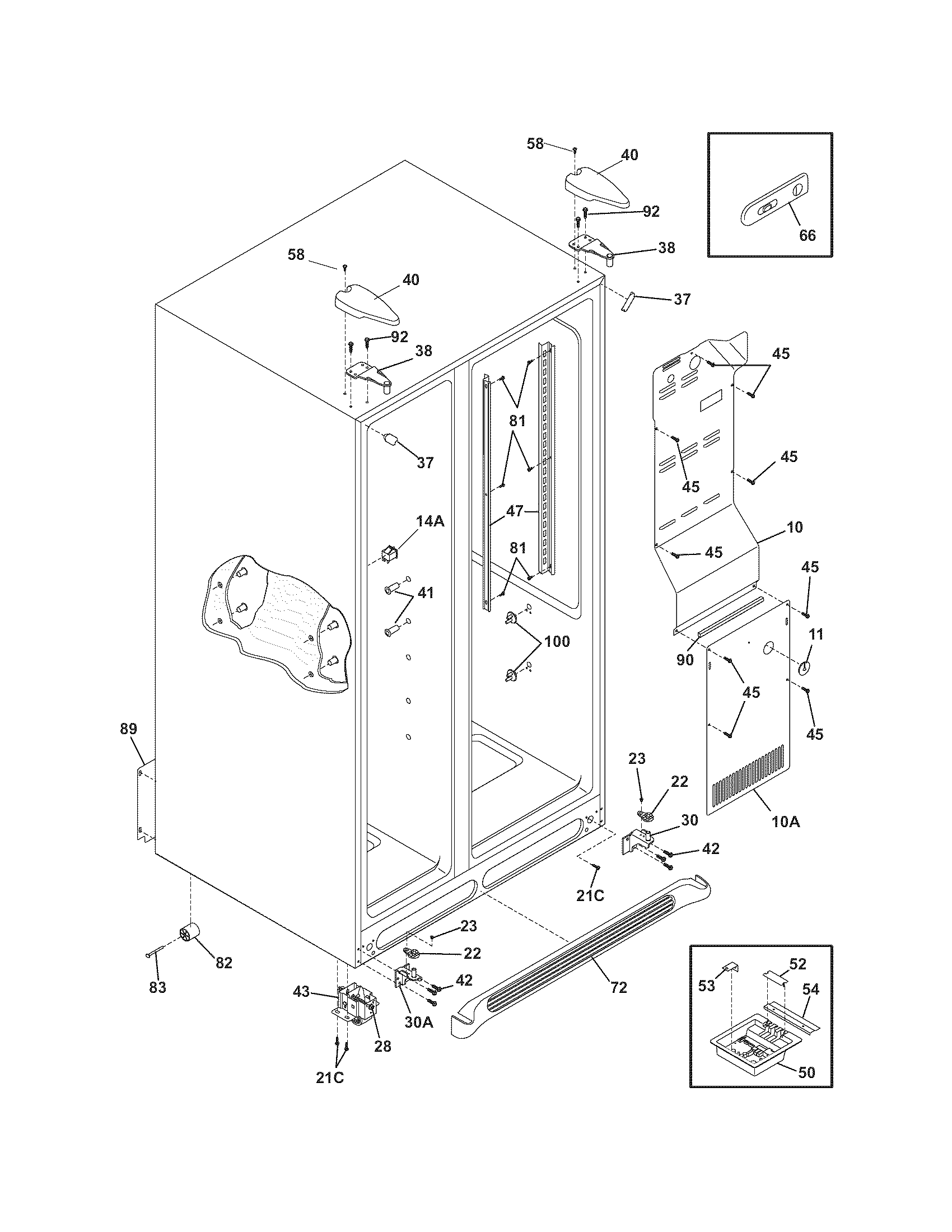 Frigidaire PHSC239DSB5 cabinet diagram