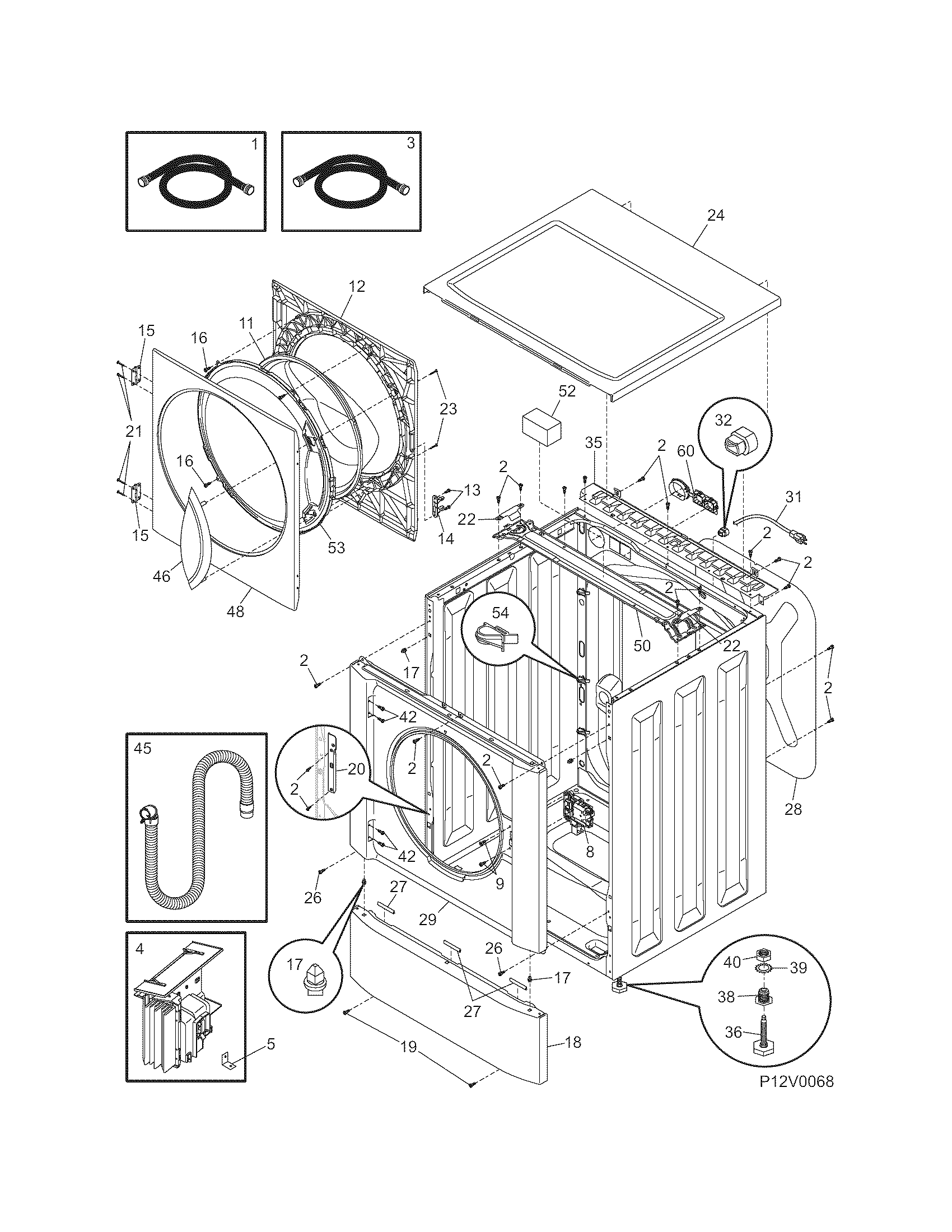 Frigidaire LTF2940ES0 cabinet/top diagram