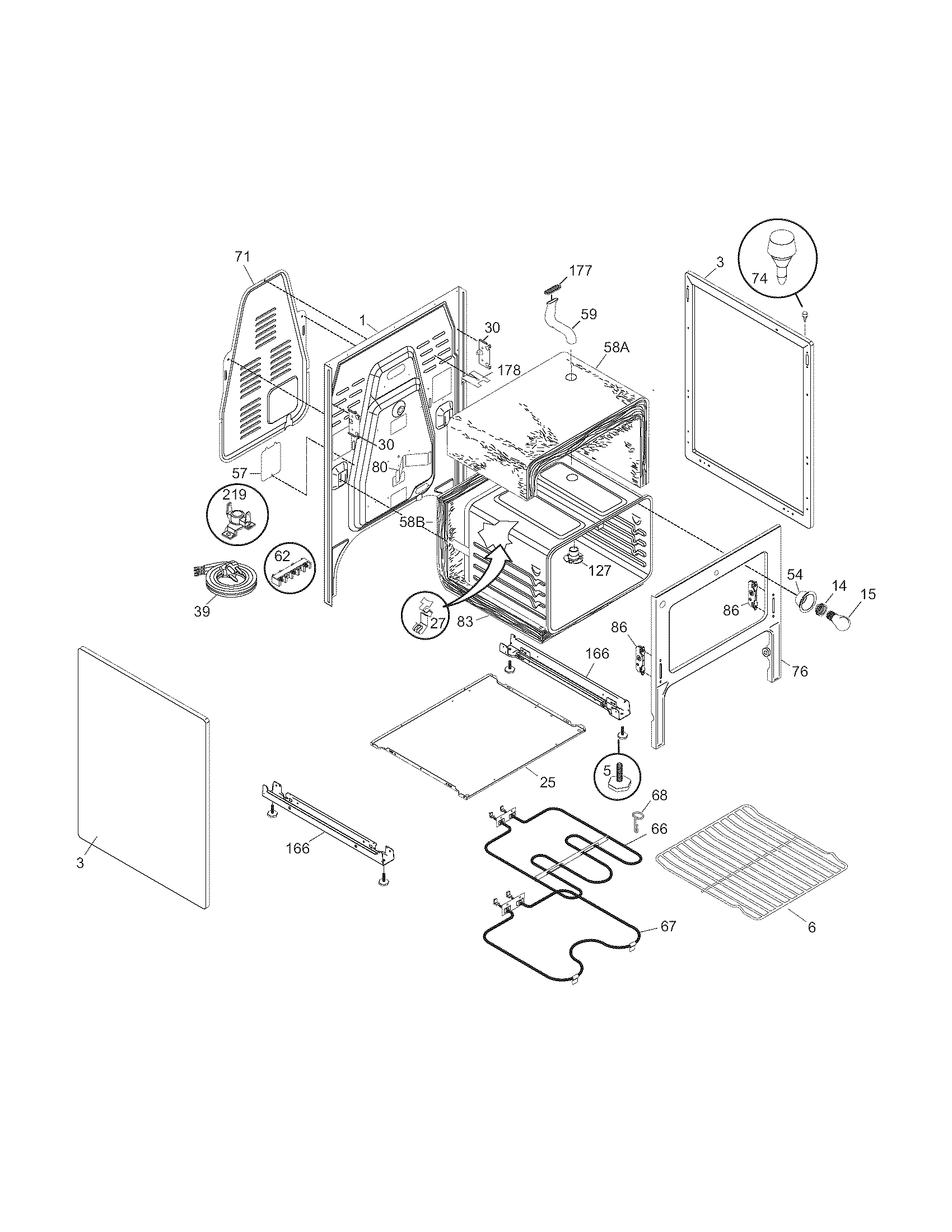 White-Westinghouse CWEF320ES1 body diagram
