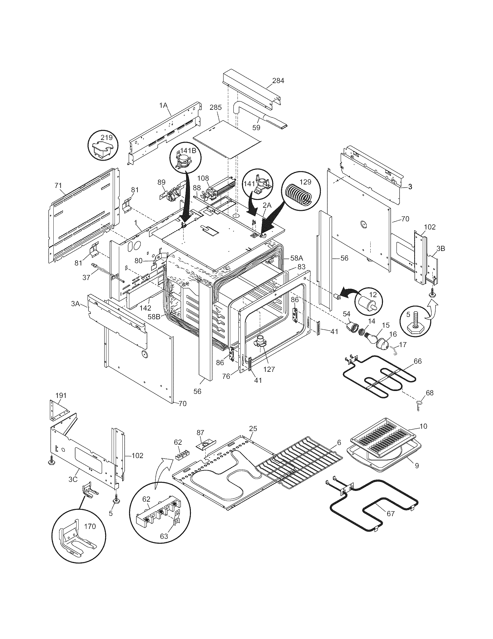 Frigidaire FES367DBC body diagram