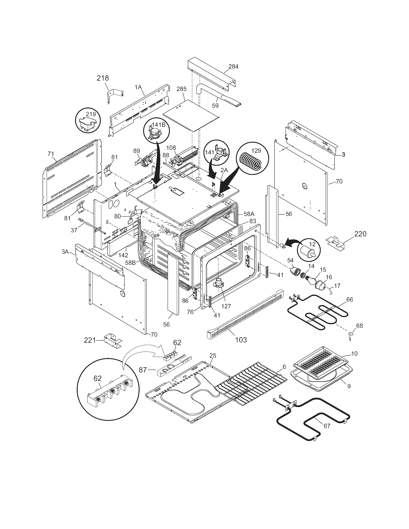 Frigidaire FED367DSB body diagram
