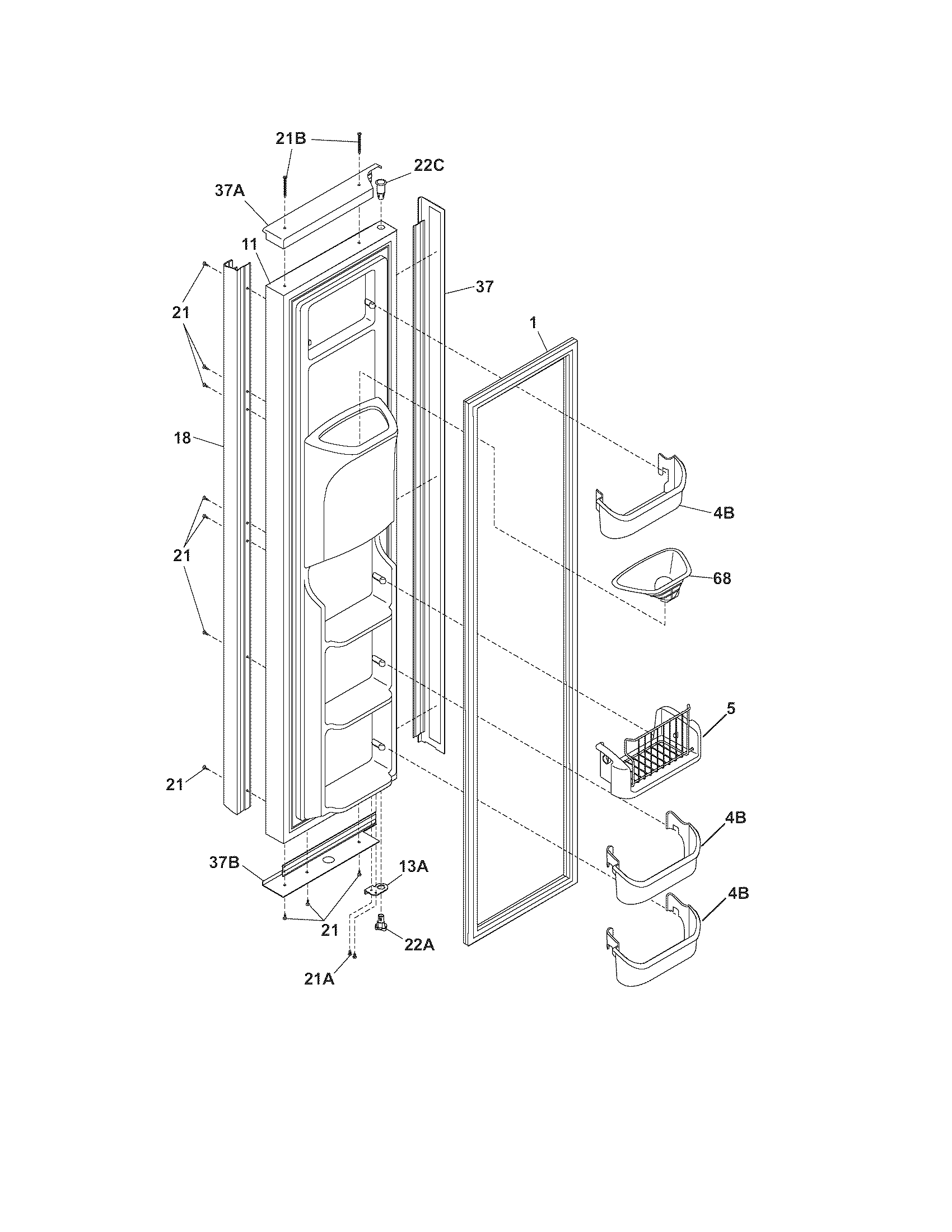 Frigidaire FSC23F7TDW3 freezer door diagram