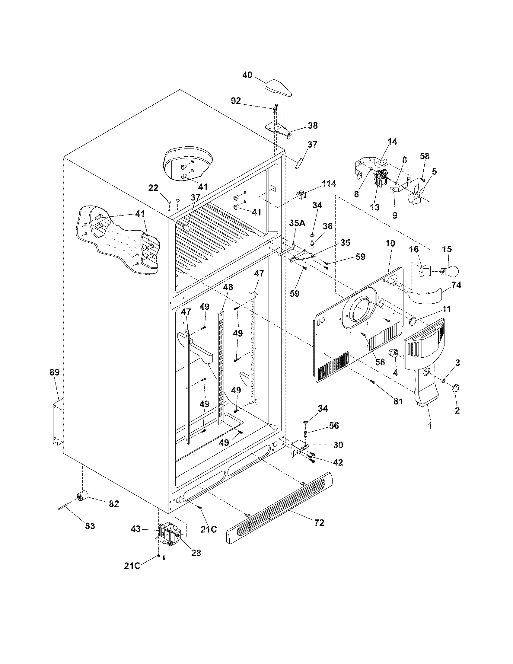 Frigidaire FRT21LR8DK5 cabinet diagram