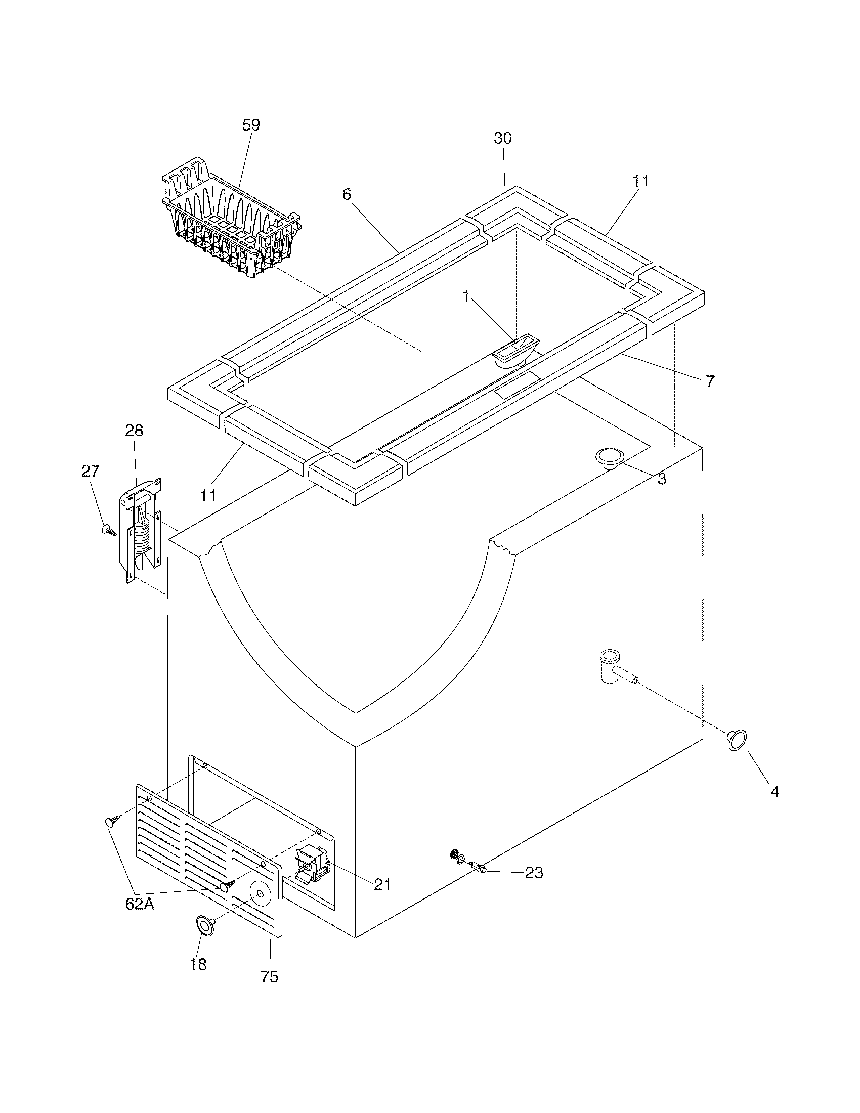 Frigidaire FFC07C4CW9 cabinet diagram