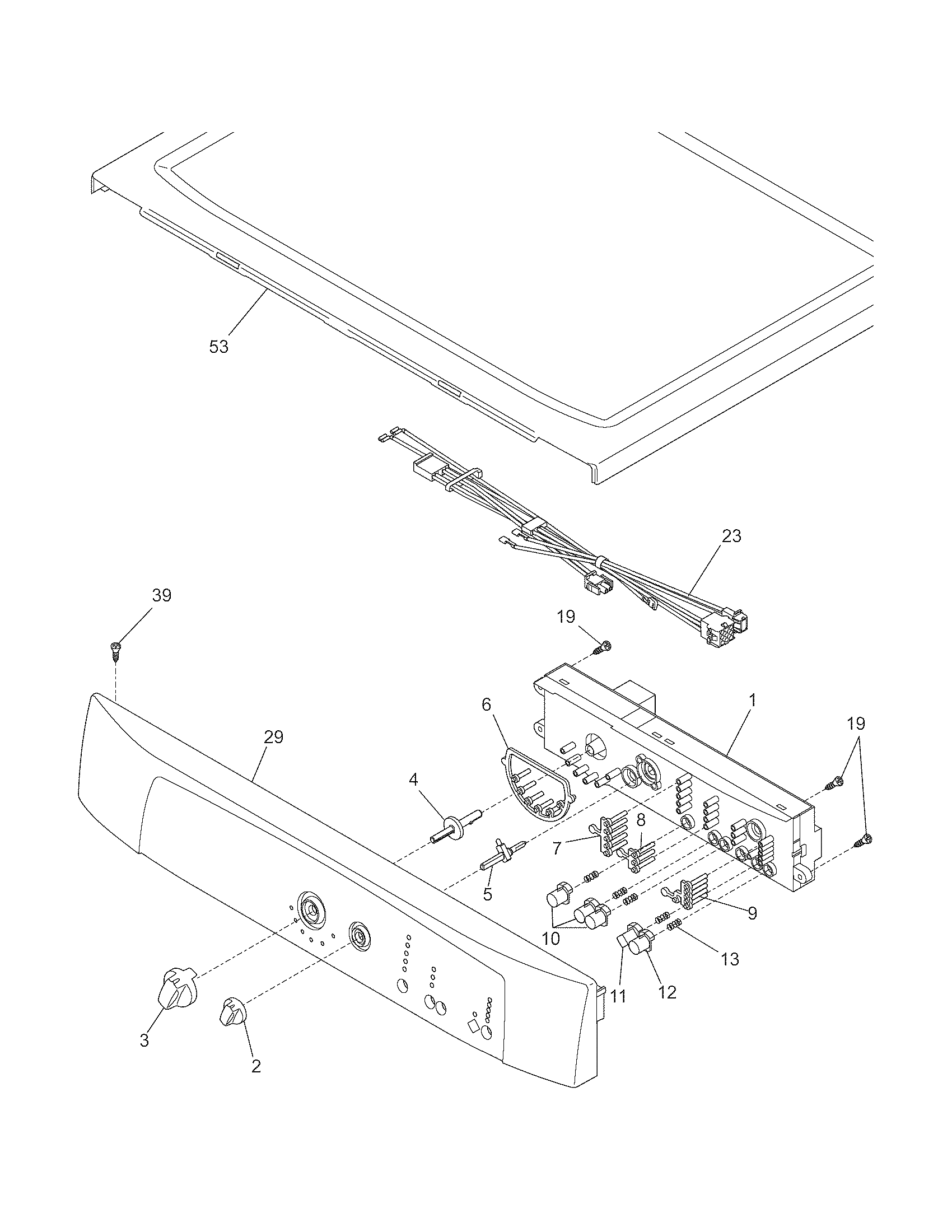 Frigidaire FGQ1442ES0 controls/top panel diagram