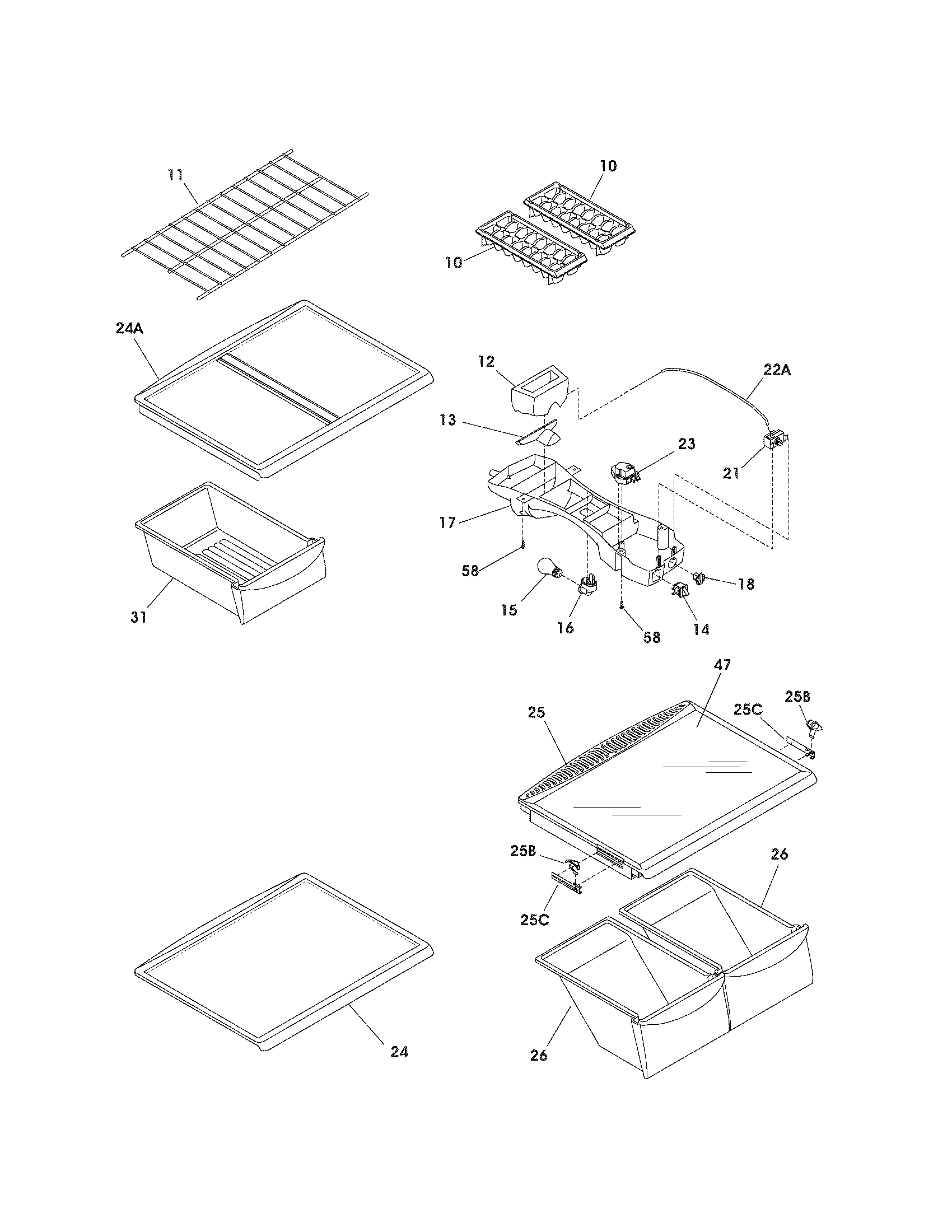 Kenmore 25361874402 shelves diagram