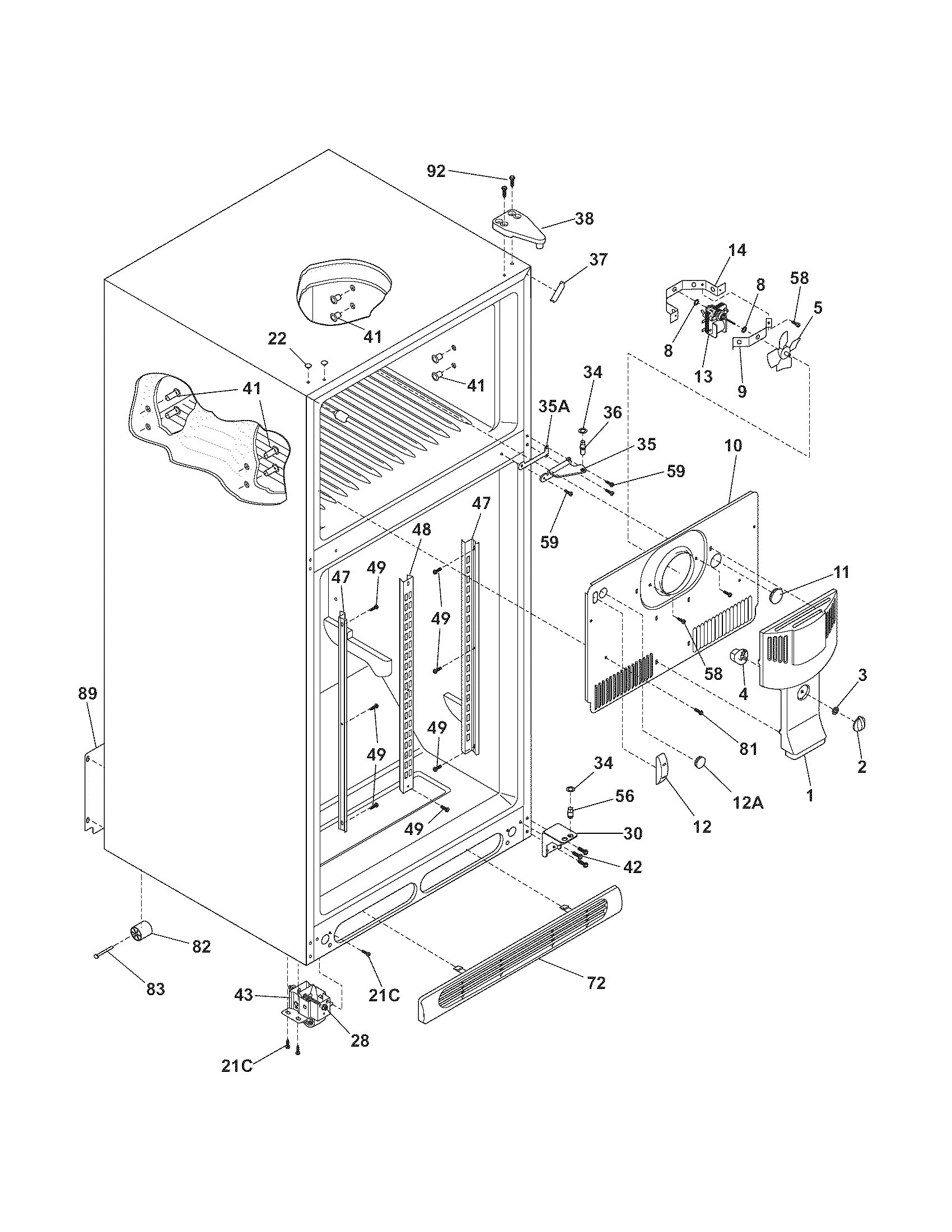Kenmore 25364843404 cabinet diagram