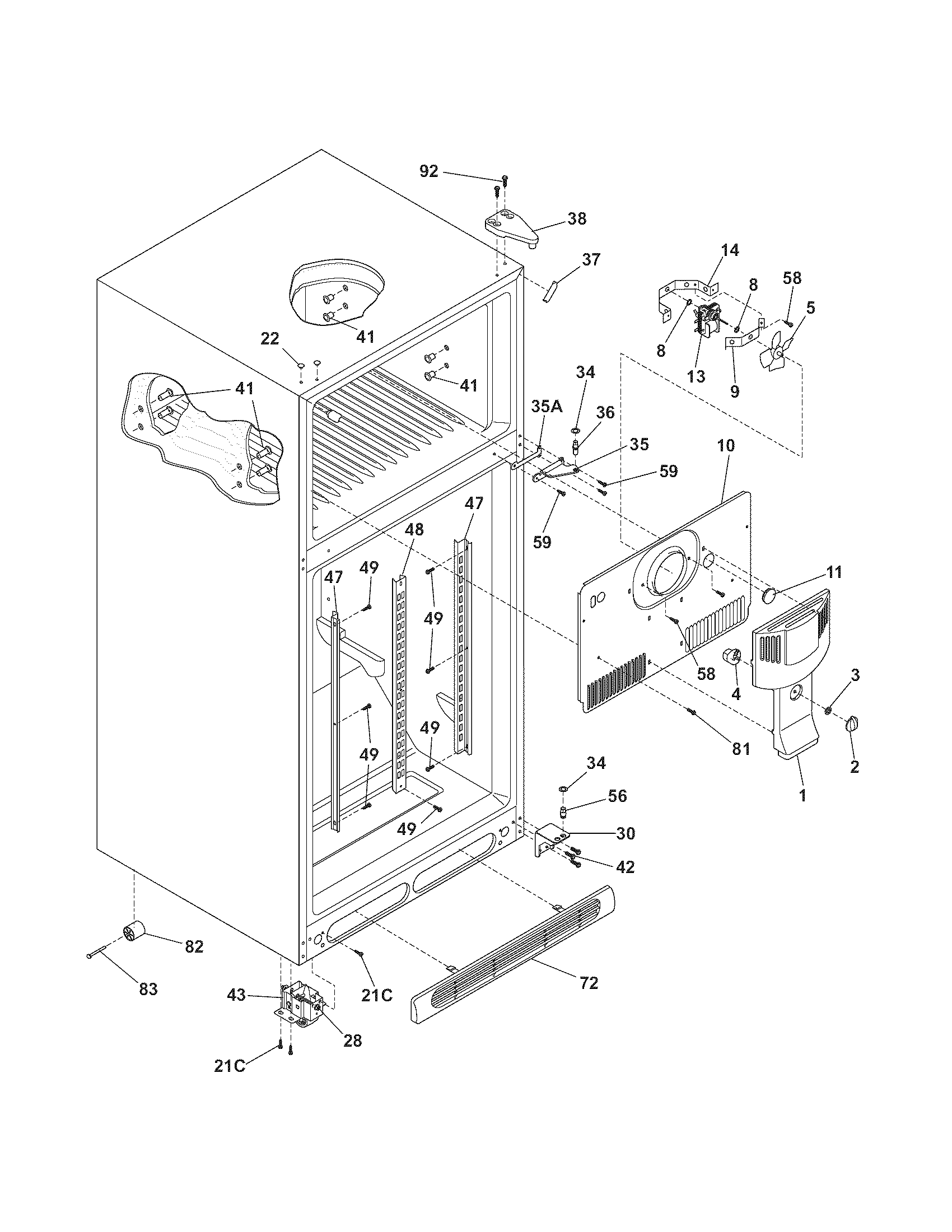 Kenmore 25374844406 cabinet diagram