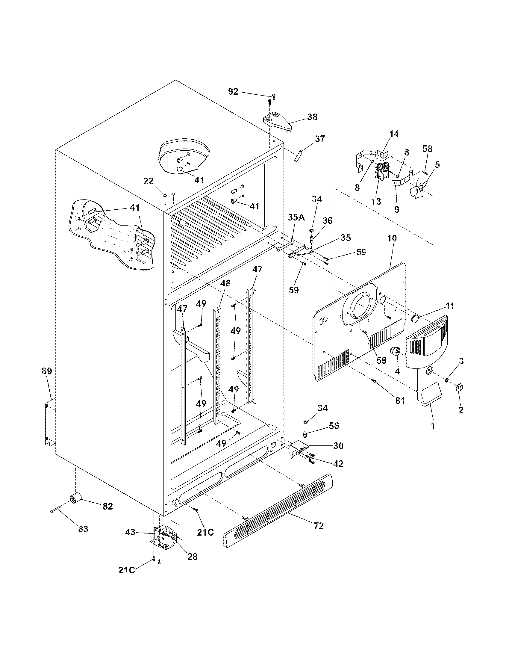 Kenmore 25374870406 cabinet diagram
