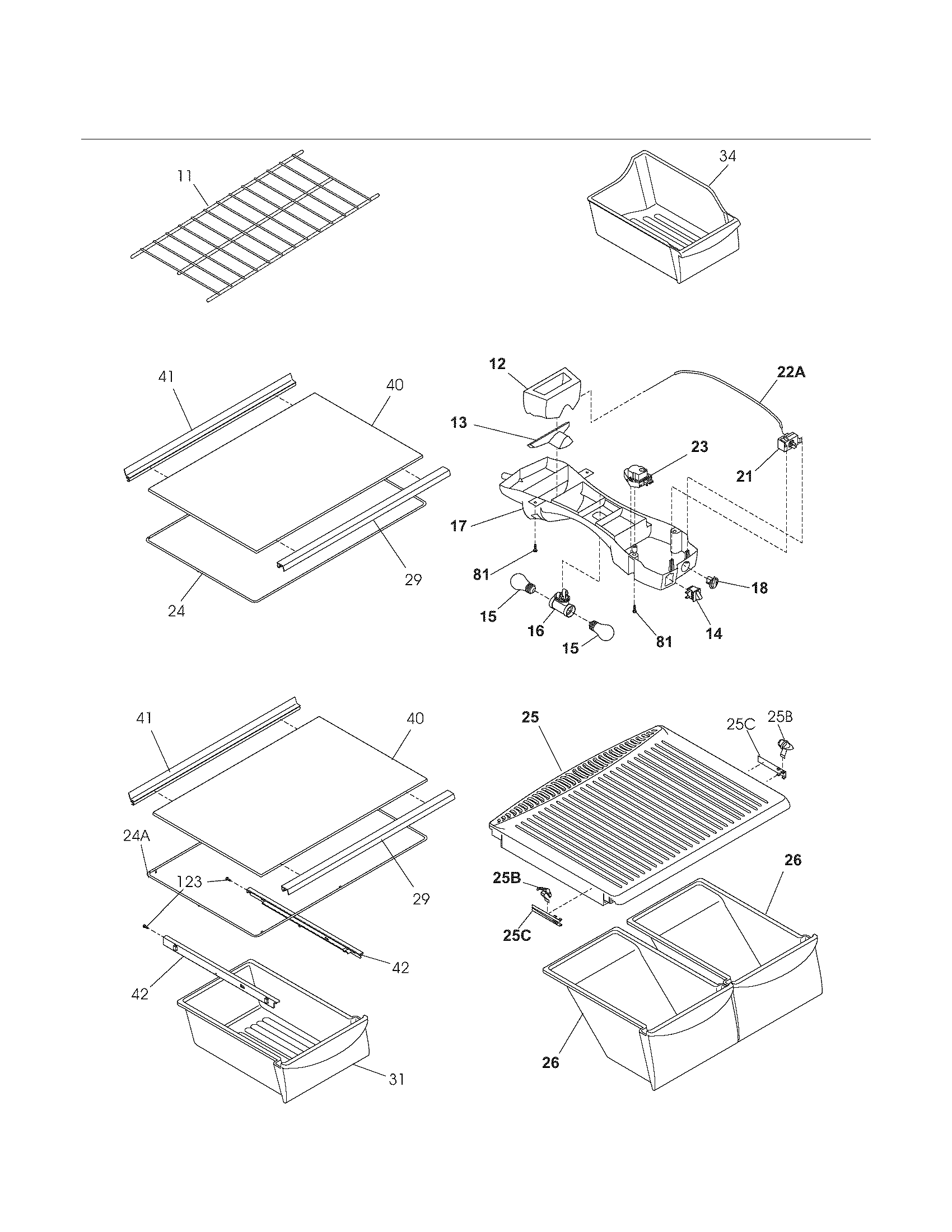 Kenmore 25374522402 shelves diagram