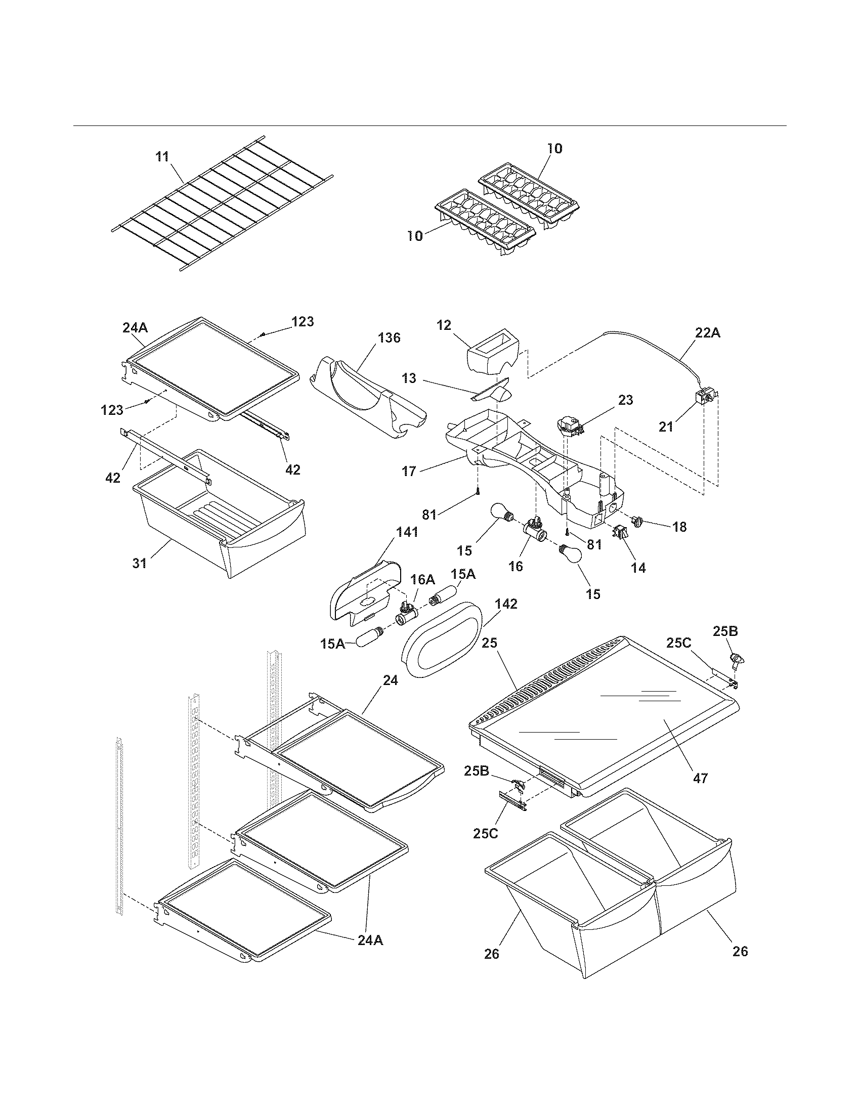 Kenmore 25366882502 shelves diagram