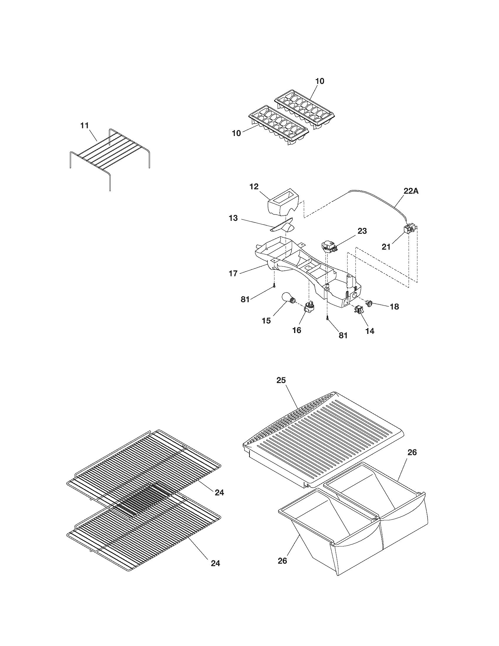 Kenmore 25360534402 shelves diagram