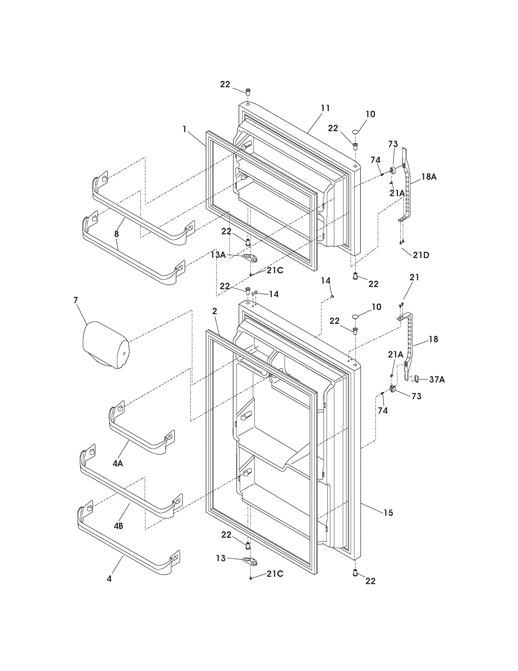 Kenmore 25361512401 door diagram