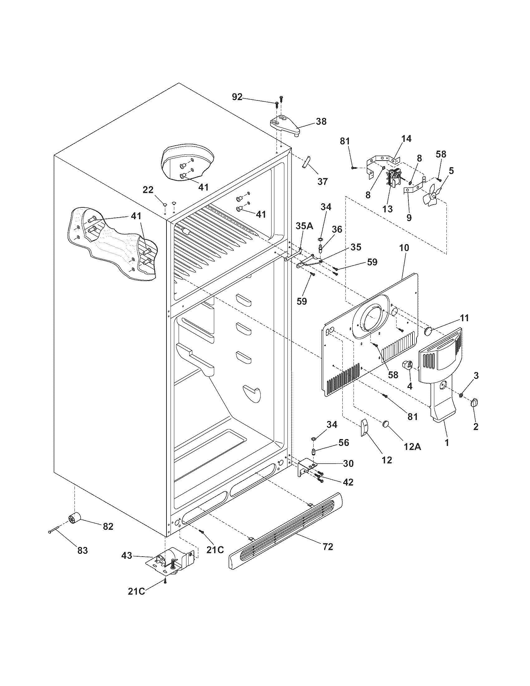 Kenmore 25361512401 cabinet diagram