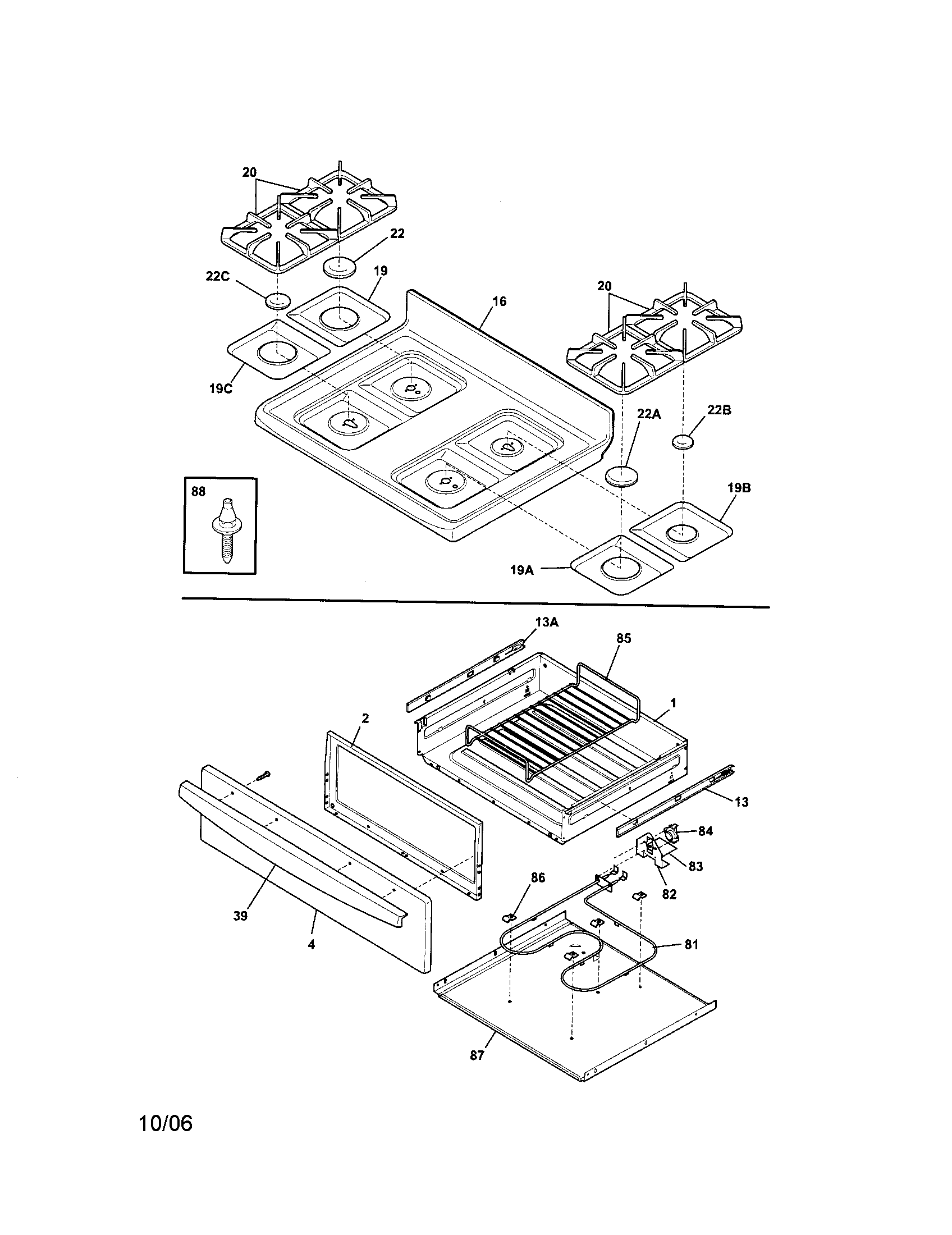 Kenmore 79078739402 top/drawer diagram