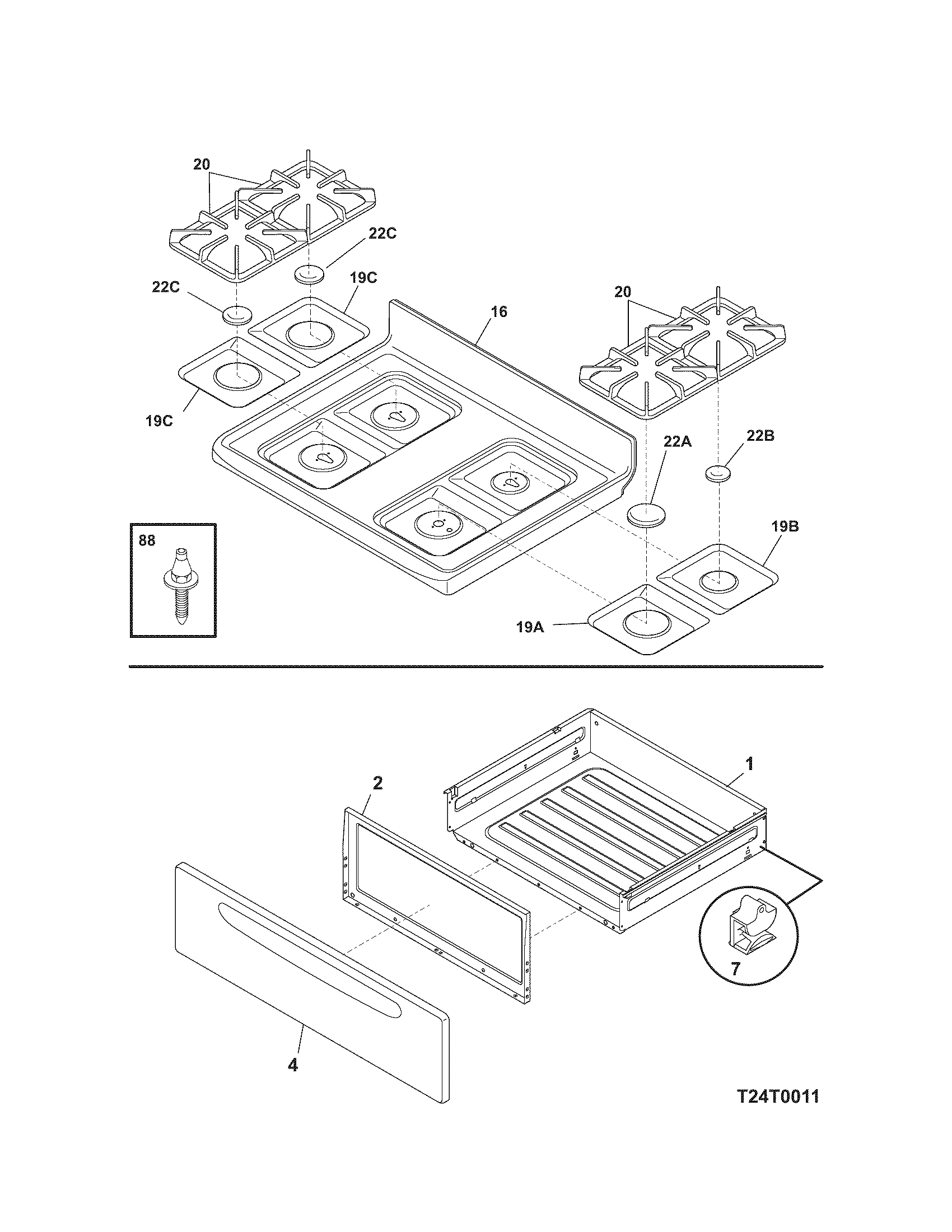 Kenmore 79078579401 top/drawer diagram