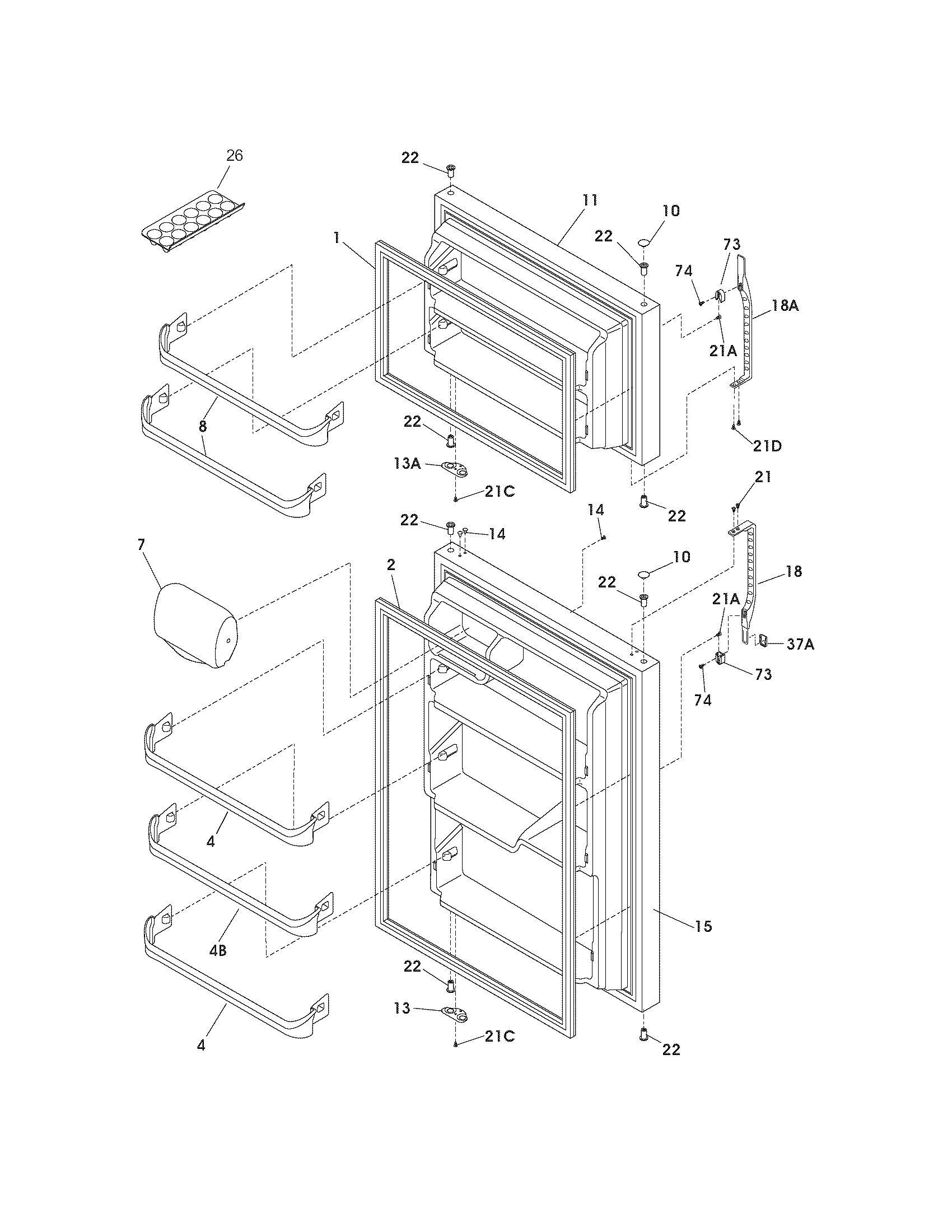 Kenmore 25360754401 door diagram