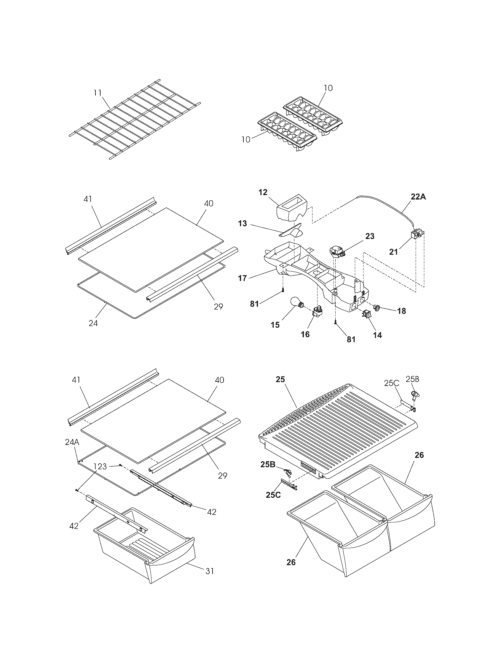 Kenmore 25360525305 shelves diagram