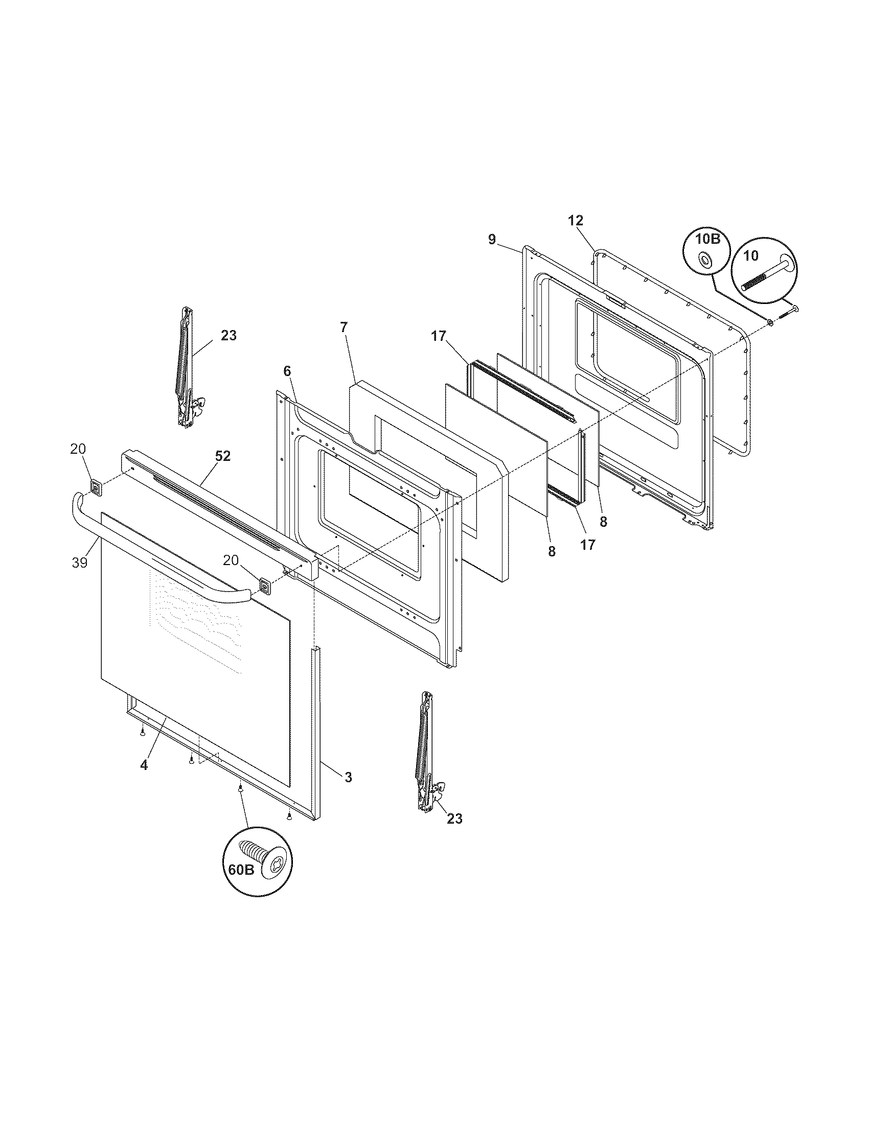 Frigidaire FGF355DUB door diagram