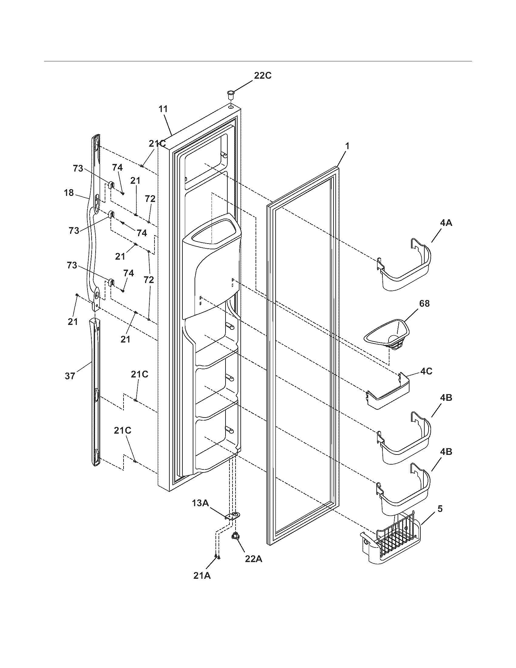 Frigidaire GLHS68EEQ0 freezer door diagram