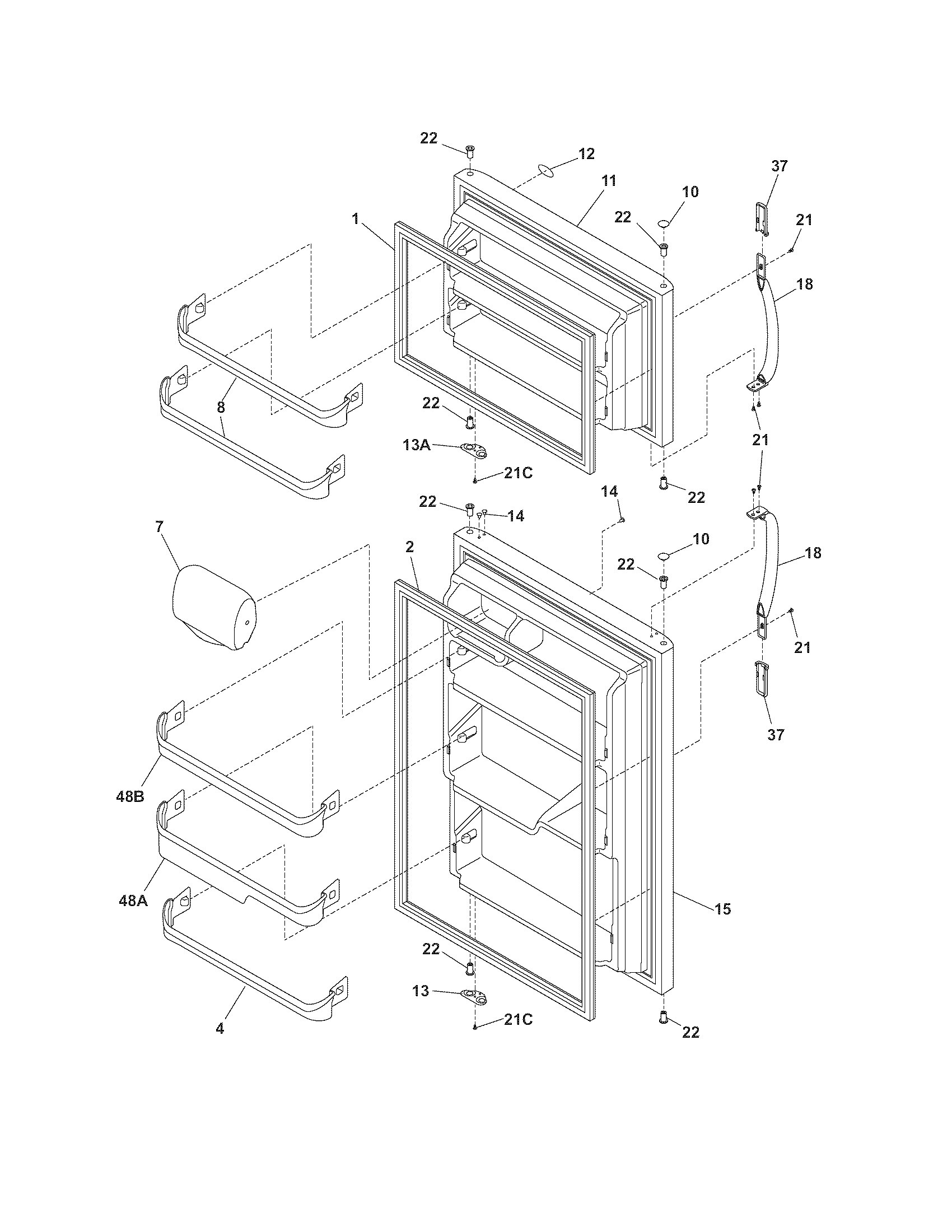 Frigidaire FRT17G4BW4 door diagram