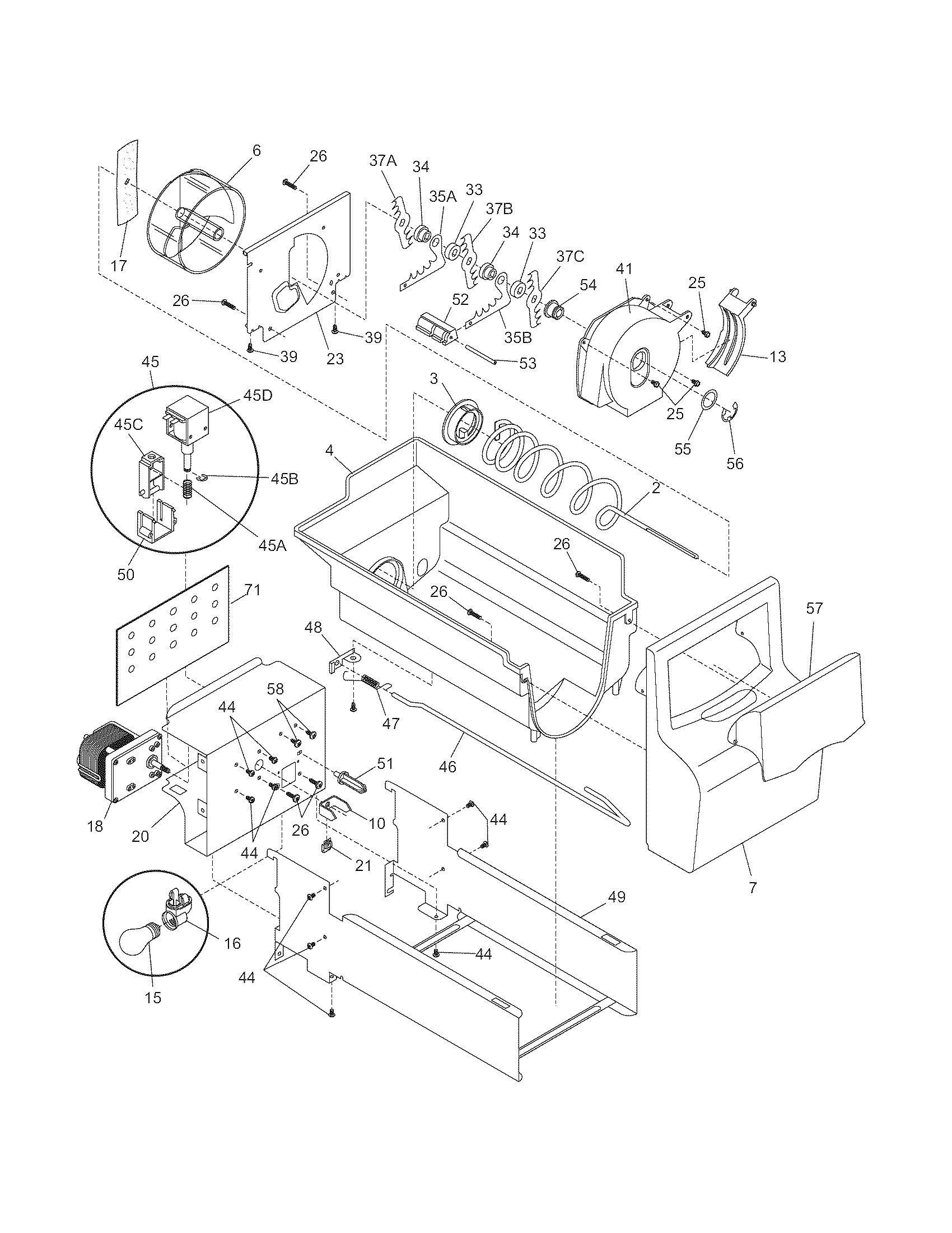 Frigidaire FRS6R3EW3 ice container diagram