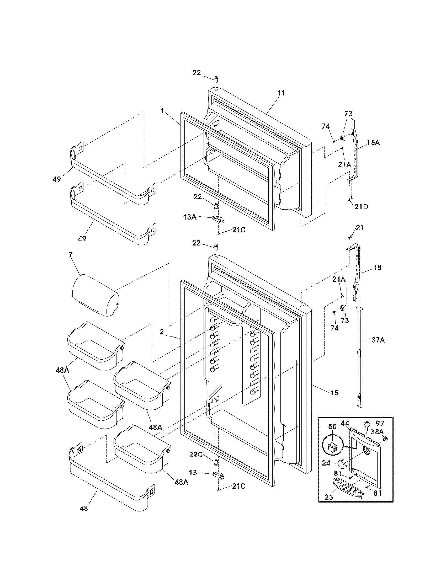 Kenmore 25376822406 door diagram