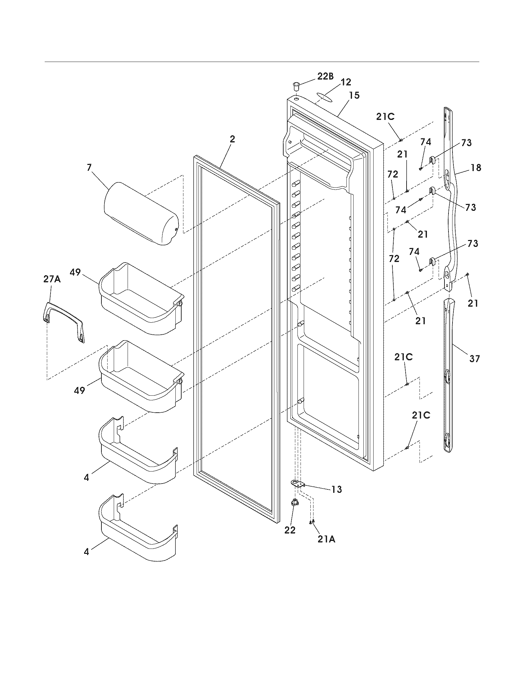 Frigidaire GLHS67EEPB0 refrigerator door diagram