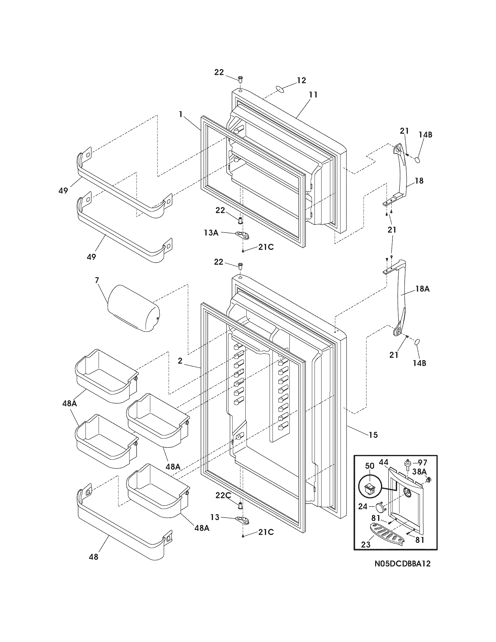 Frigidaire GLRT188WDZ2 door diagram