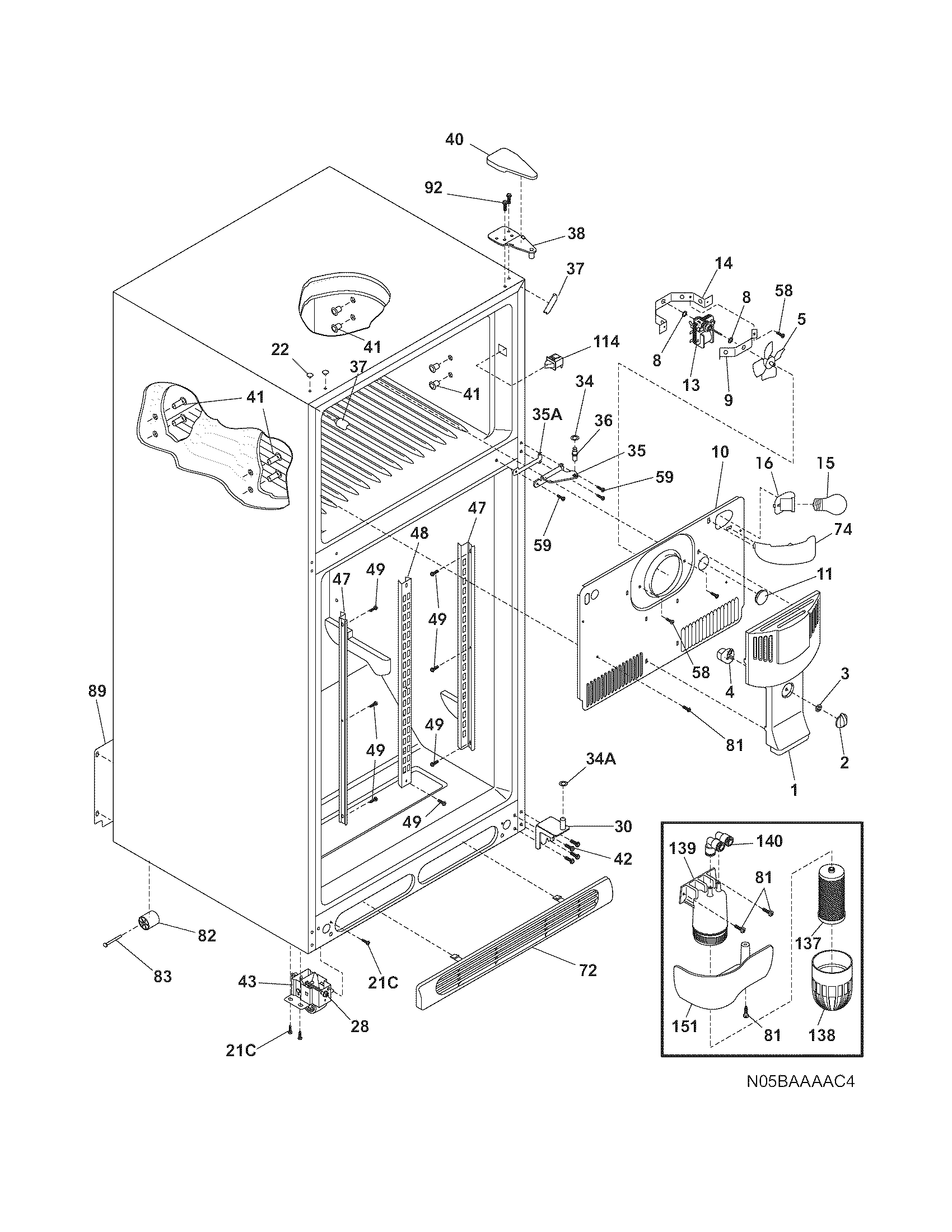 Frigidaire GLRT188WDZ2 cabinet diagram