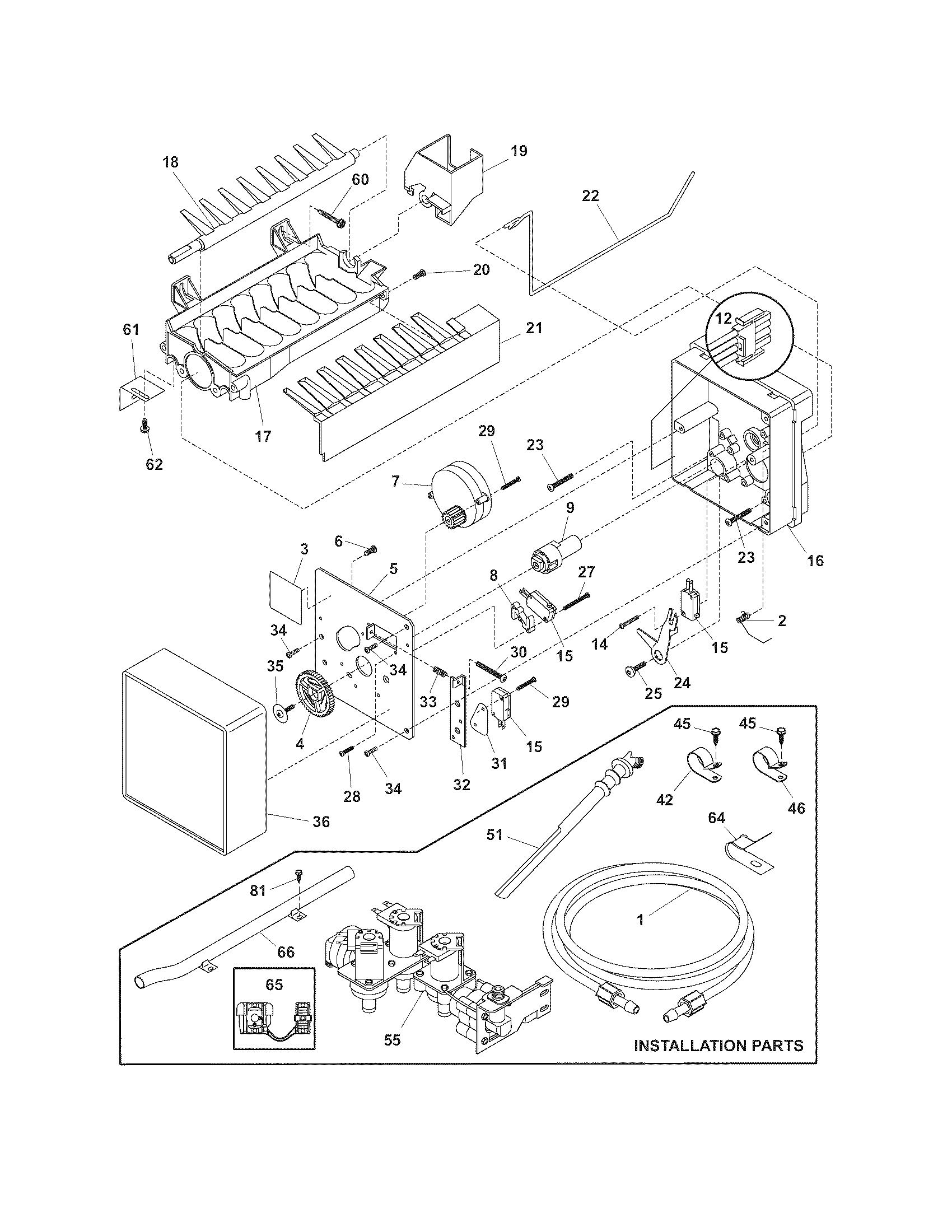 Frigidaire GLRT188WDZ2 ice maker diagram