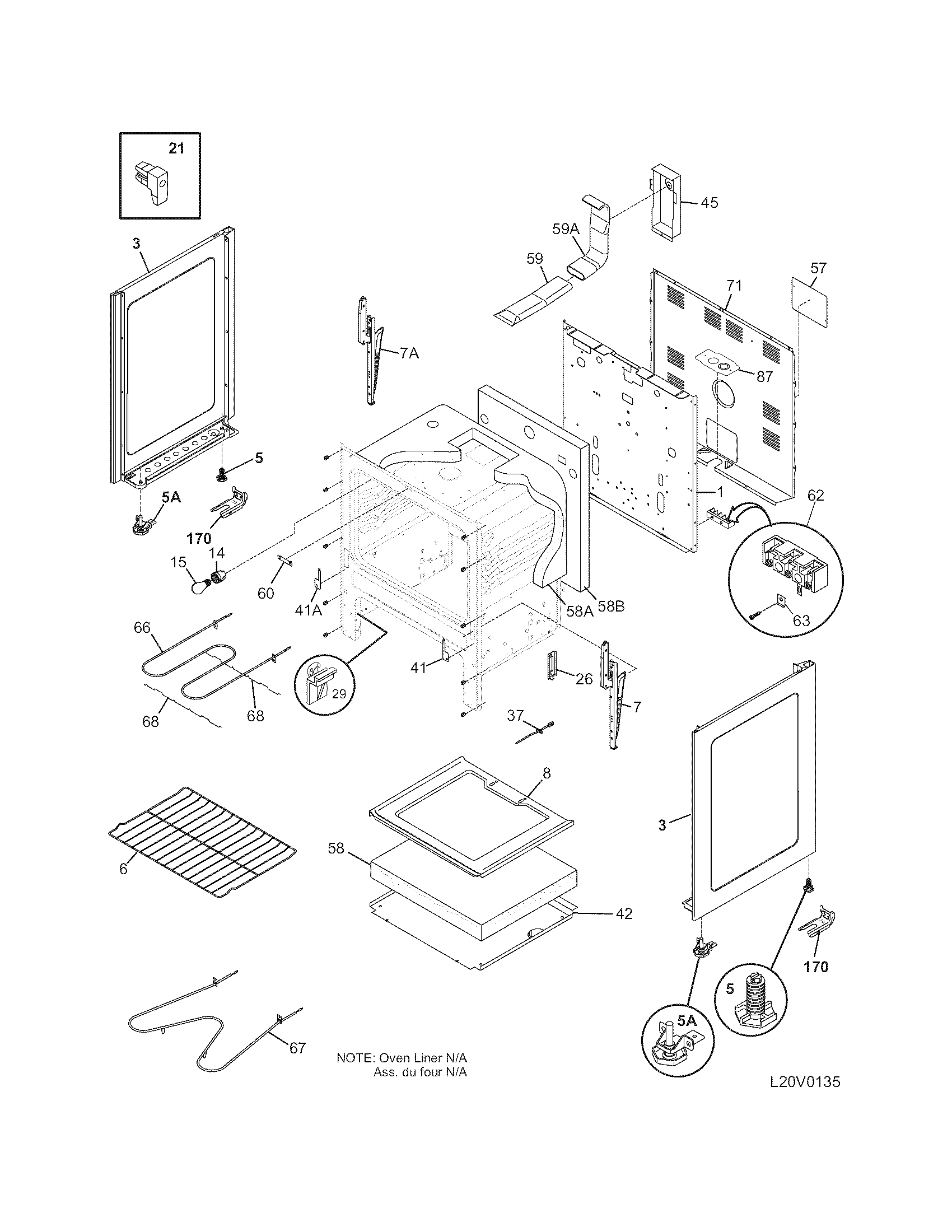 Frigidaire FEF336ASP body diagram
