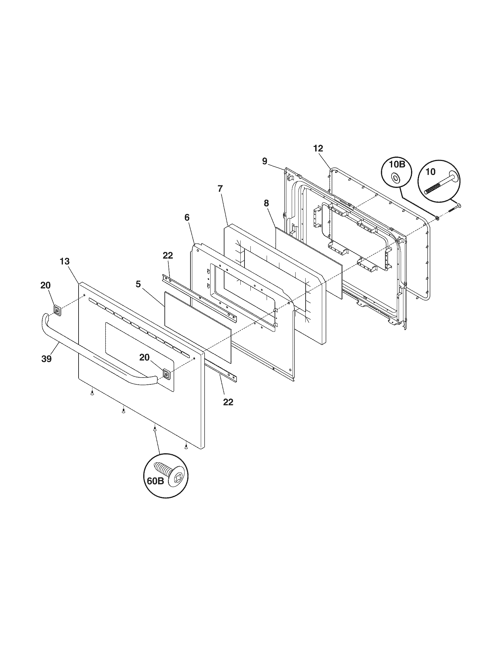 Frigidaire FEF336ASP door diagram