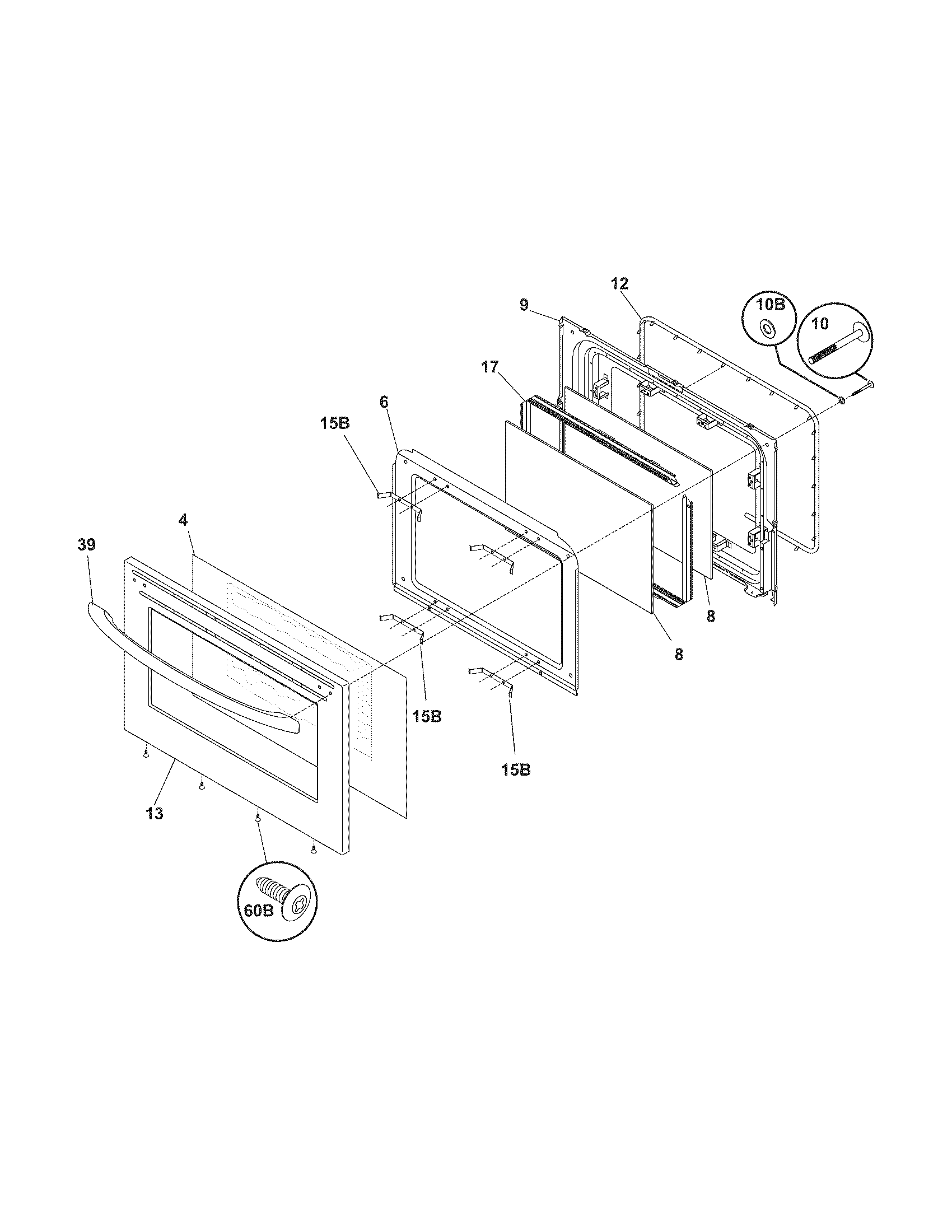 Frigidaire FEF336BCM door diagram