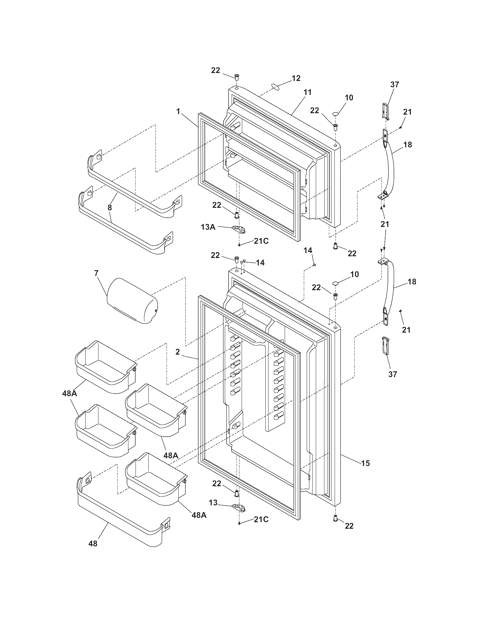 Frigidaire FRT18HP7DB0 door diagram
