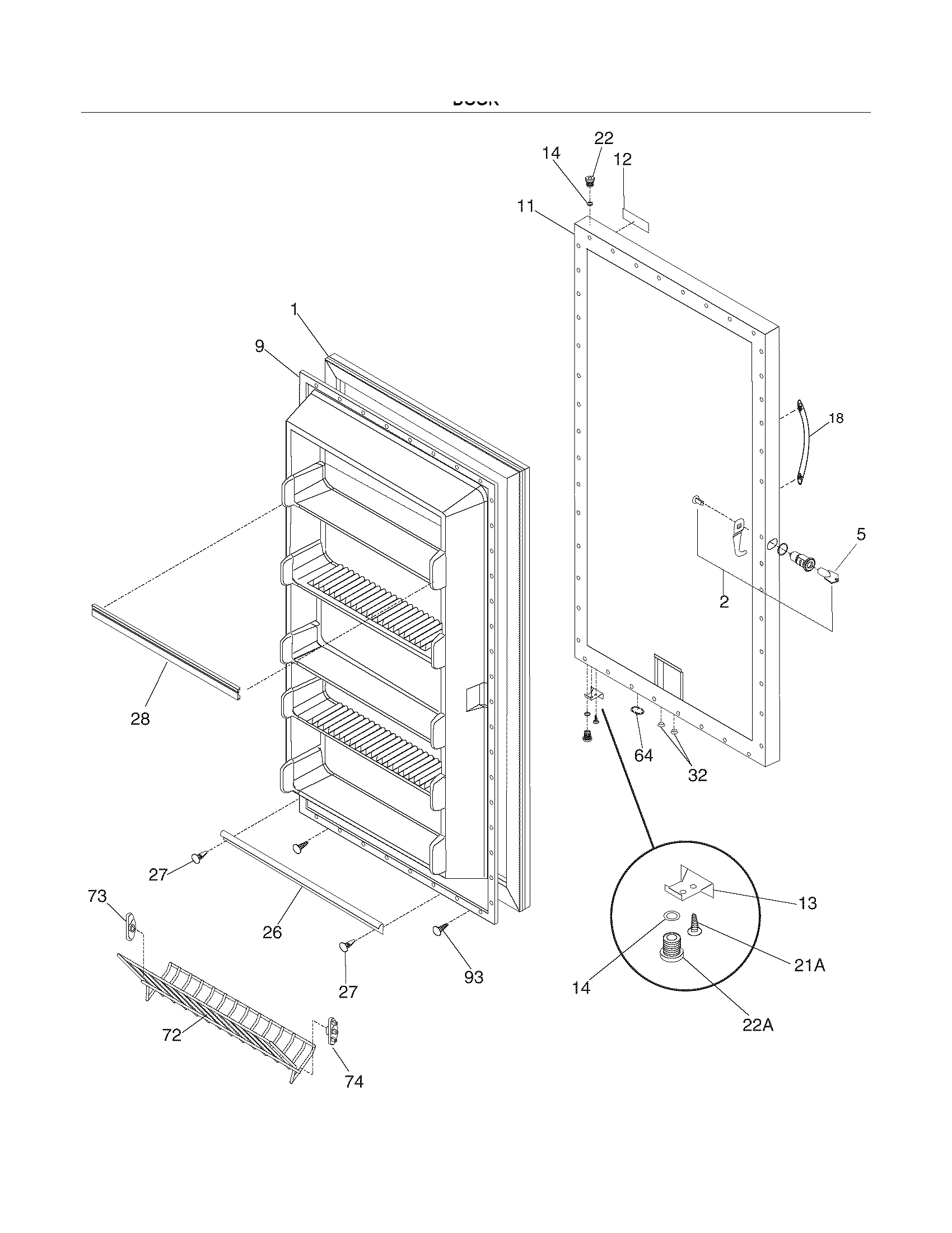 Frigidaire LFFH2067DW2 door diagram