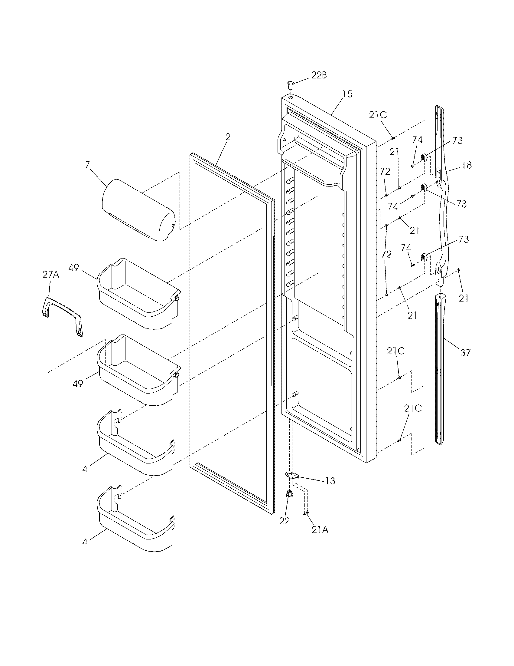 Frigidaire GLHS38EESB0 refrigerator door diagram