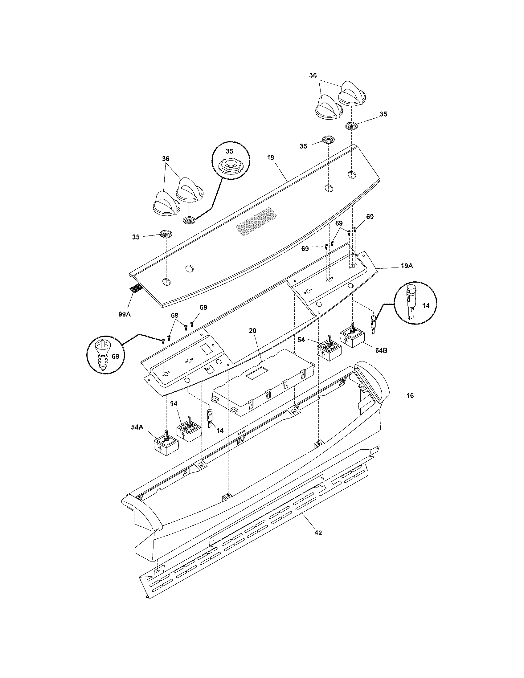 Frigidaire GLES388DBB backguard diagram