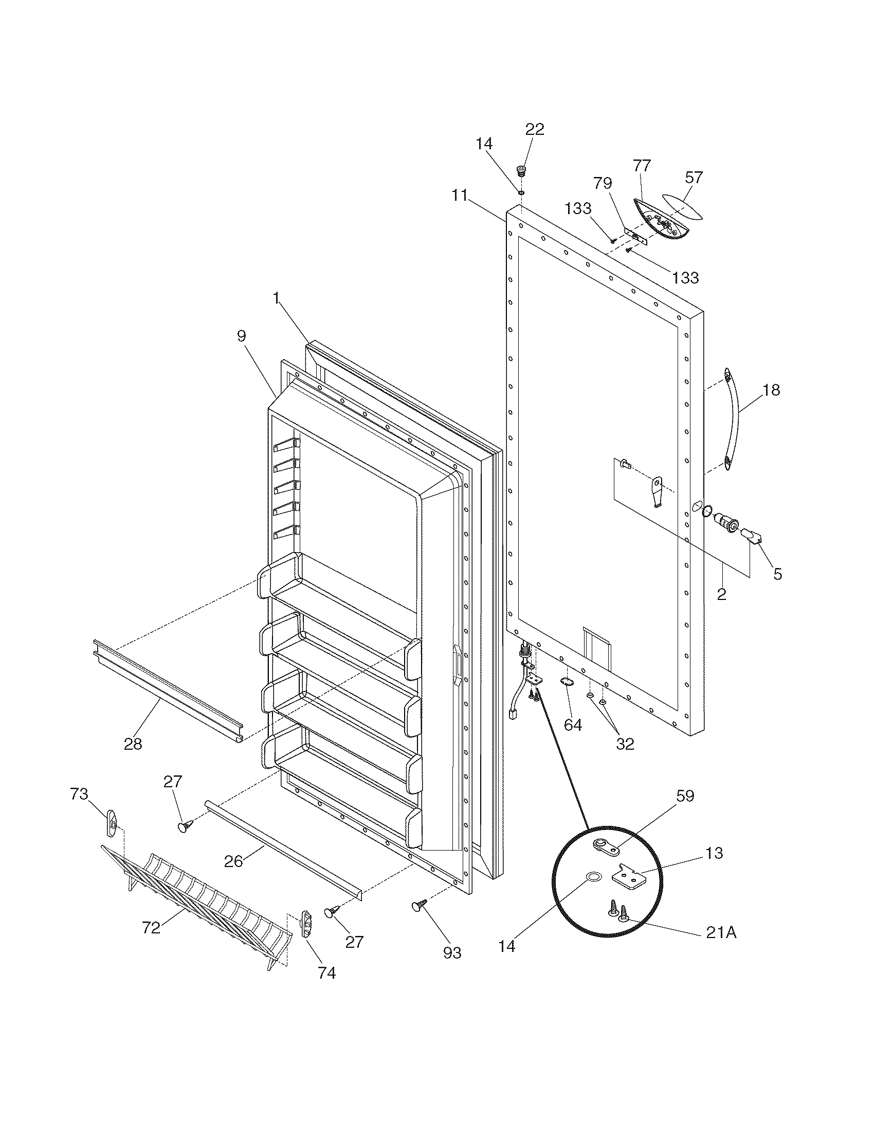 Frigidaire AFFU2067EW1 door diagram