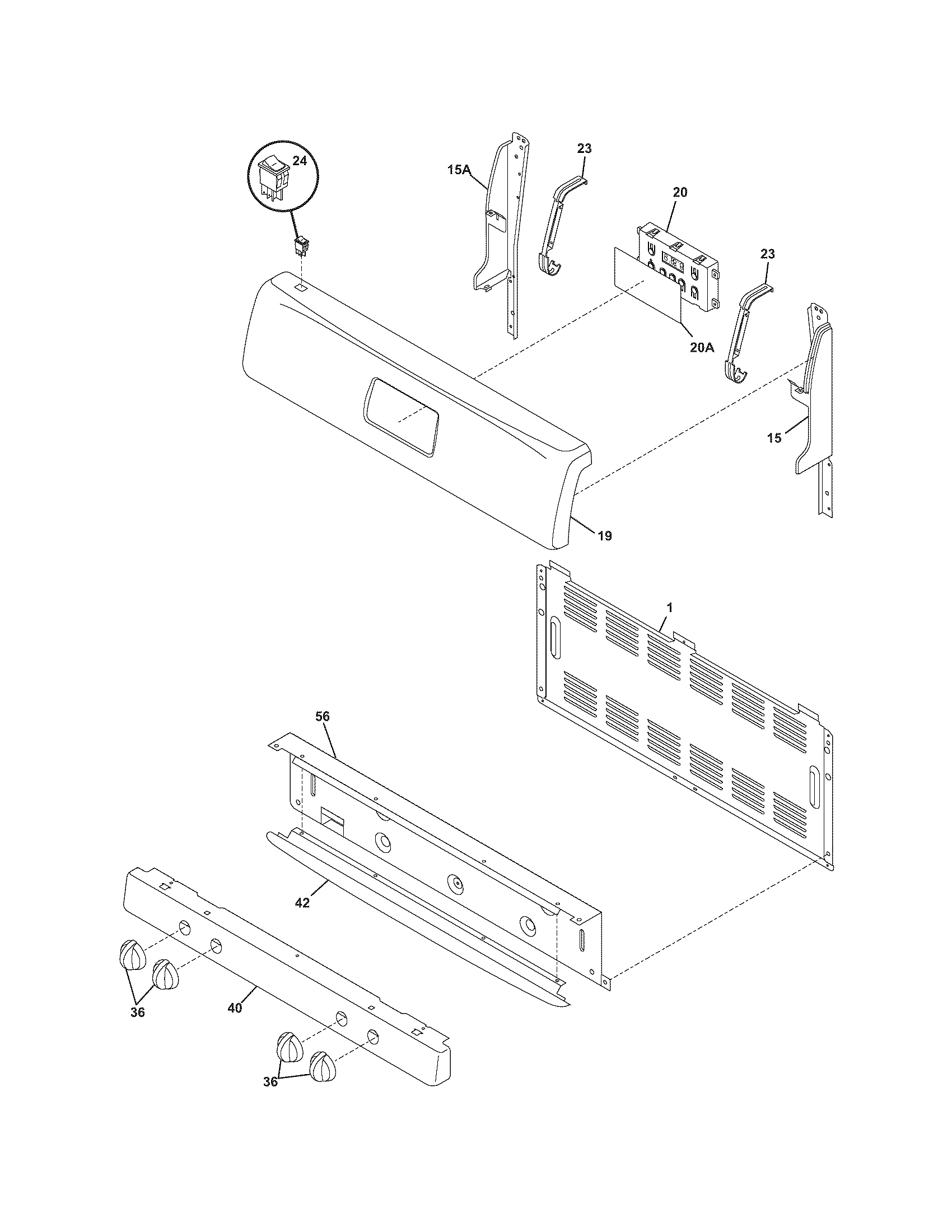 Frigidaire FGF337BCH backguard diagram