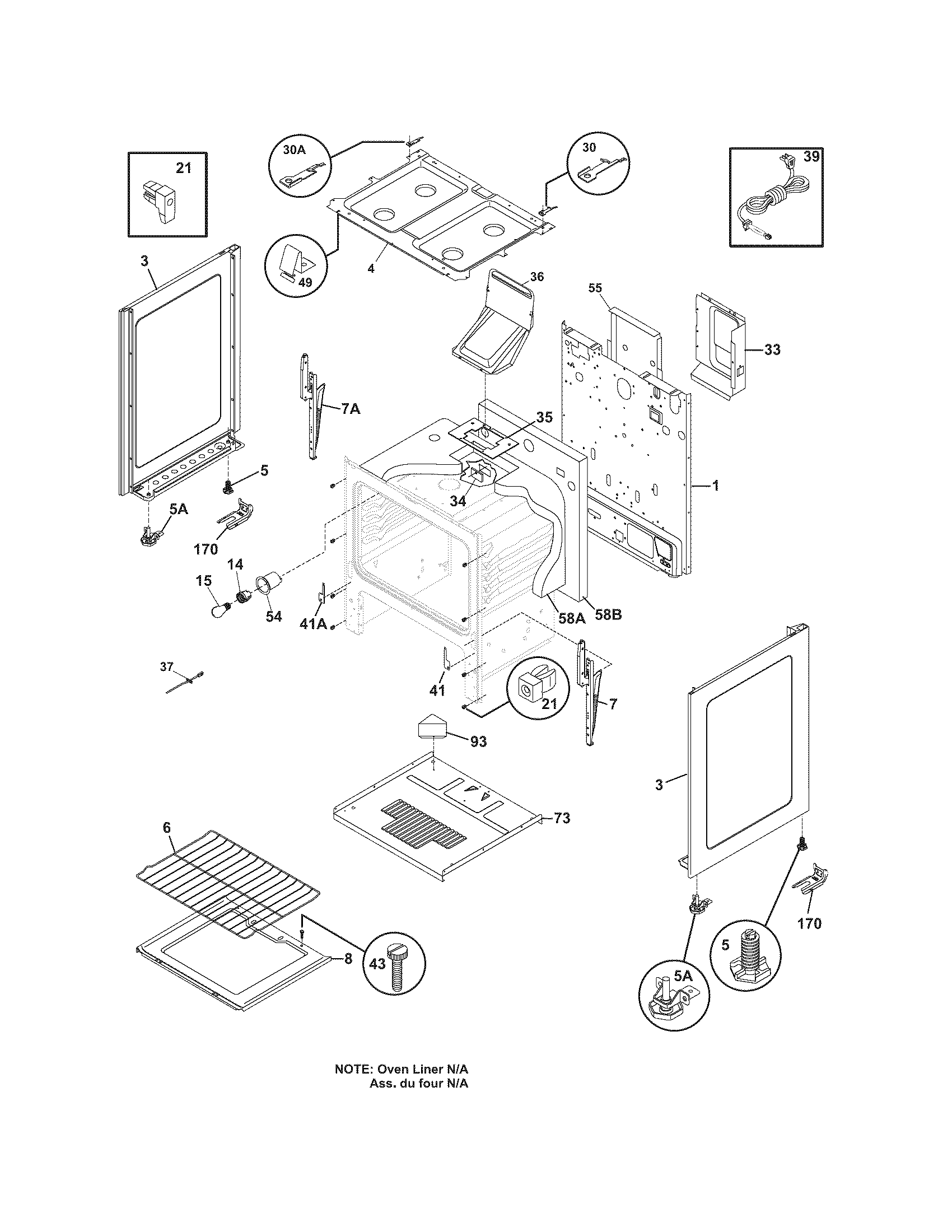 Frigidaire FGF337BCH body diagram