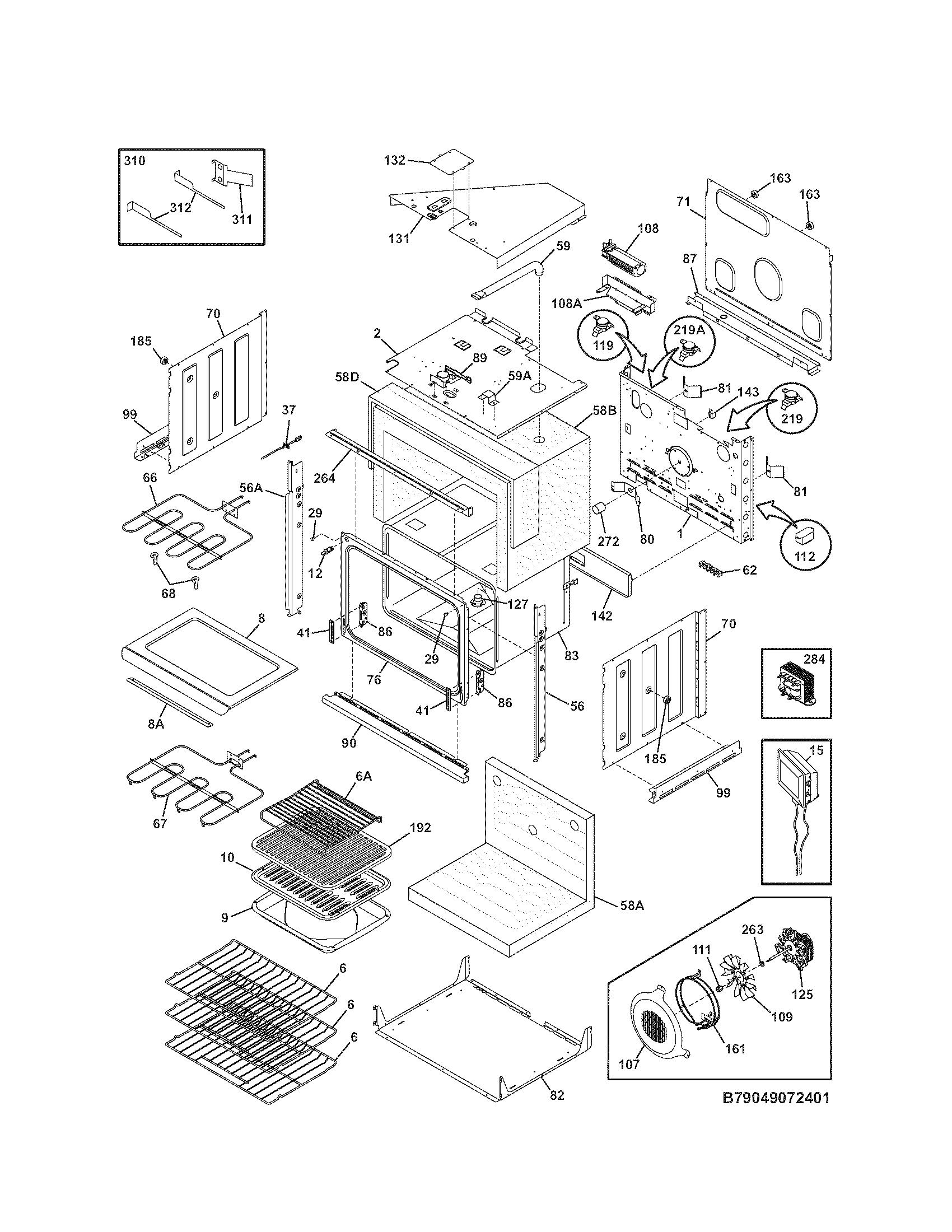 Kenmore Elite 79049073401 body diagram