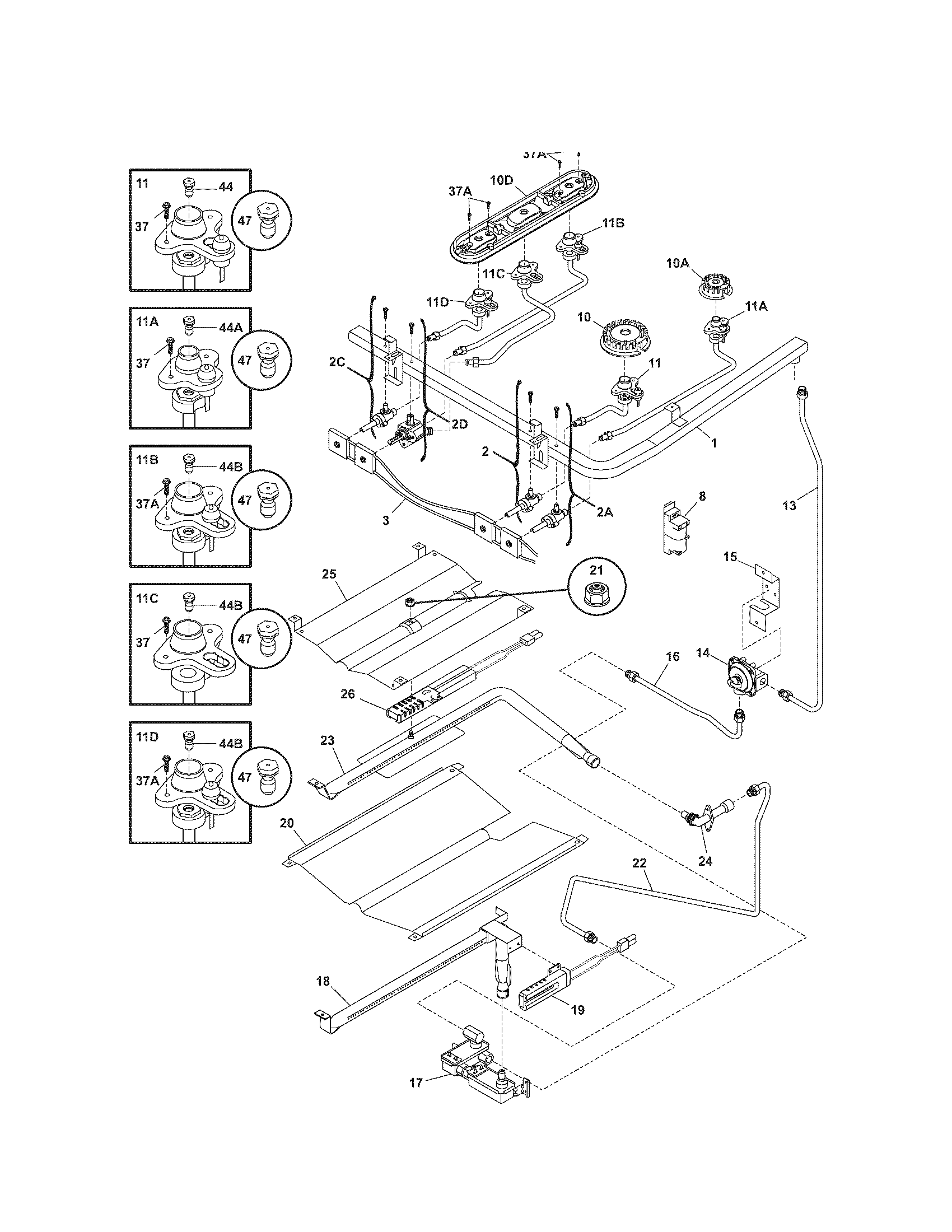 Kenmore Elite 79079379402 burner diagram