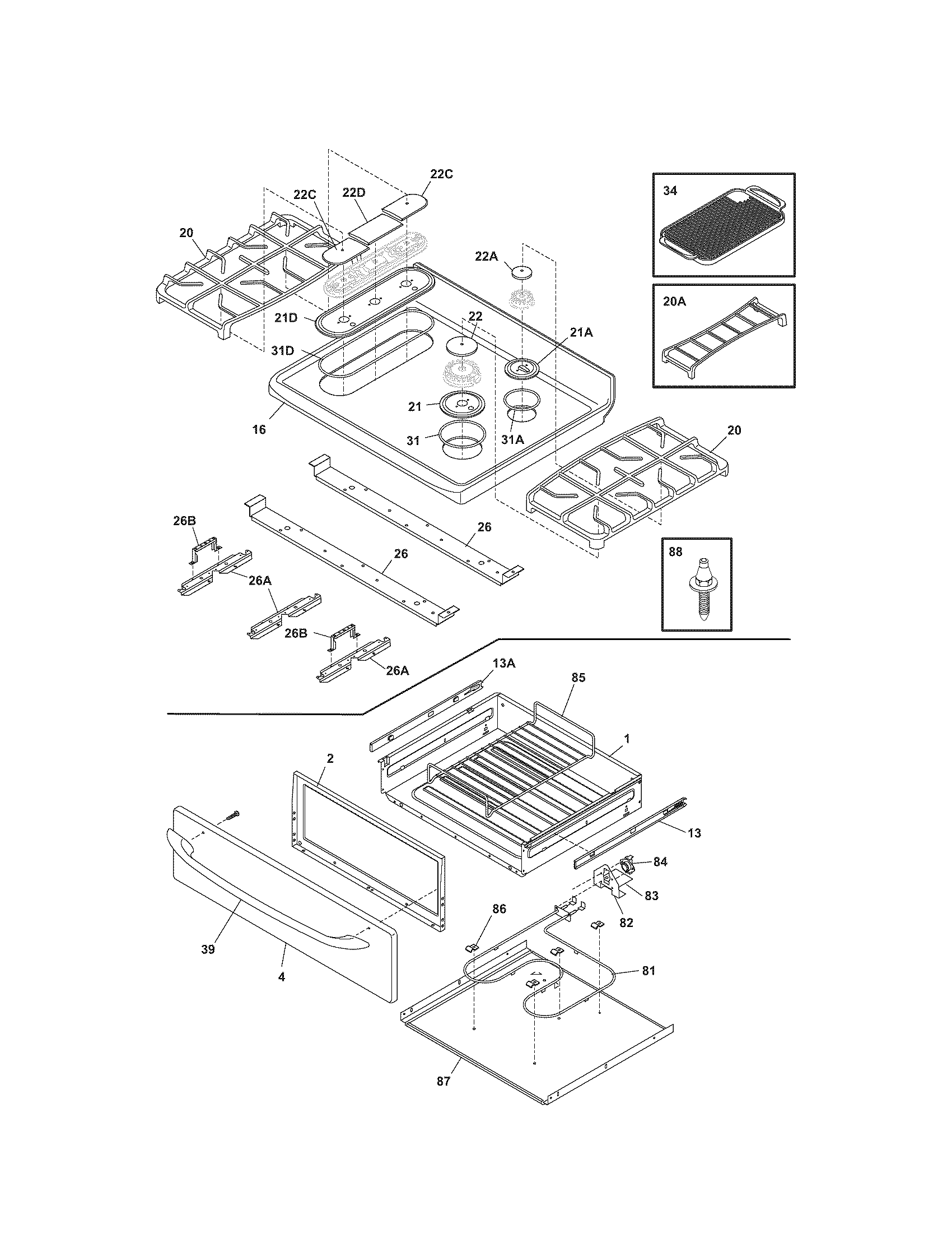 Kenmore Elite 79079379402 top/drawer diagram